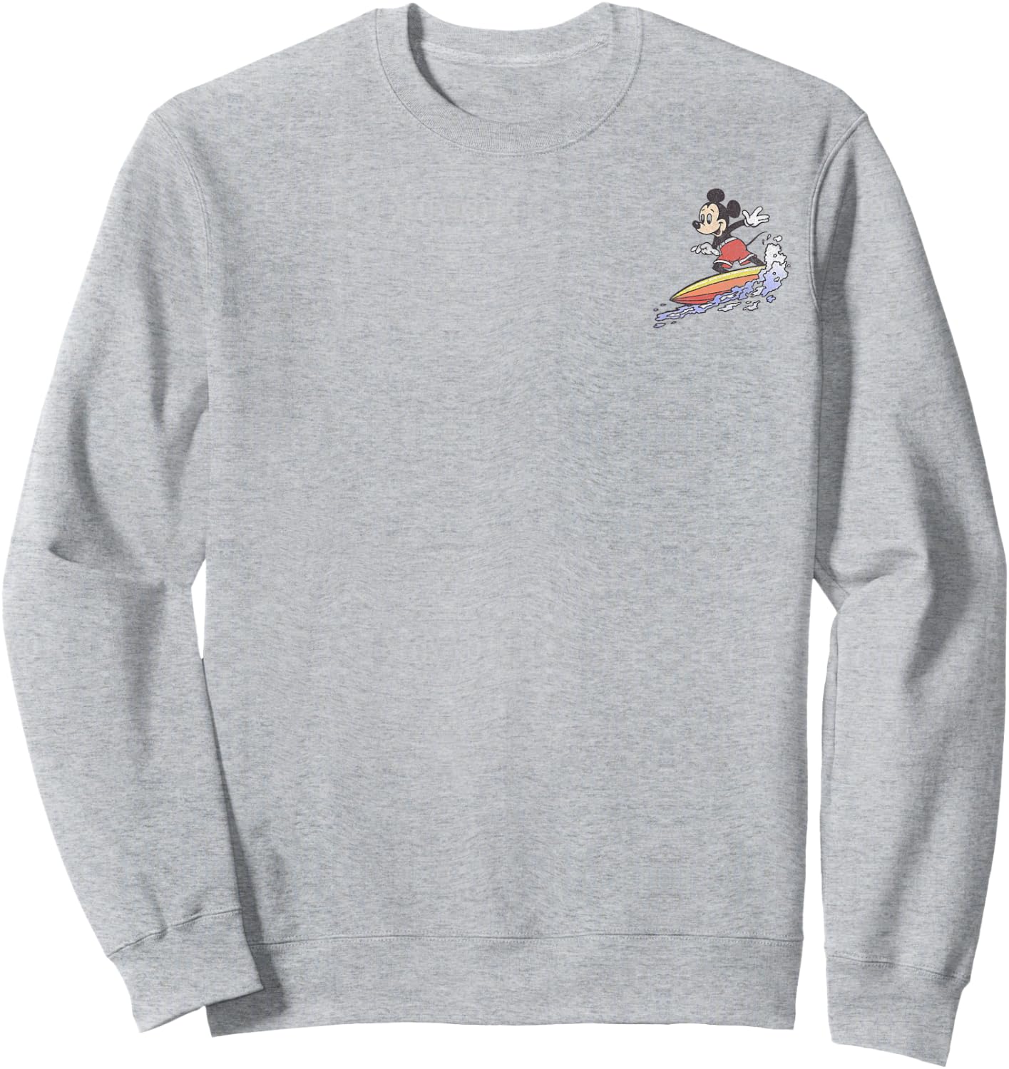 Disney Mickey & Friends Surfing Mickey Left Chest Small Sweatshirt - Sweatshirt | Ash