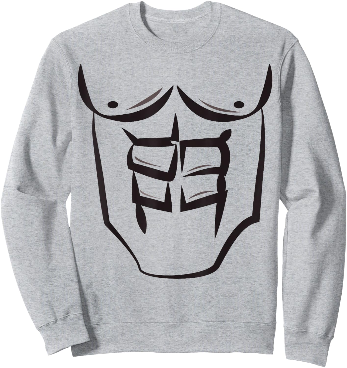 Chest Six Pack Abs Halloween Costume - Bodybuilder Outline Sweatshirt - Sweatshirt | Ash