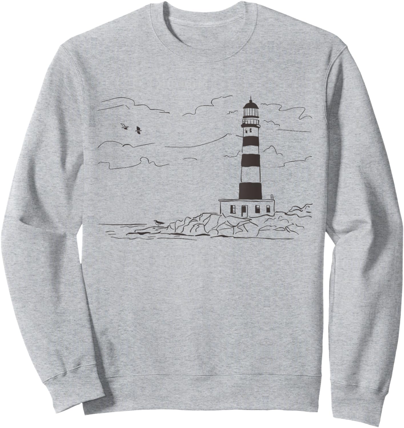 Lighthouse Seaside Nautical Sketch Art Sweatshirt - Sweatshirt | Ash