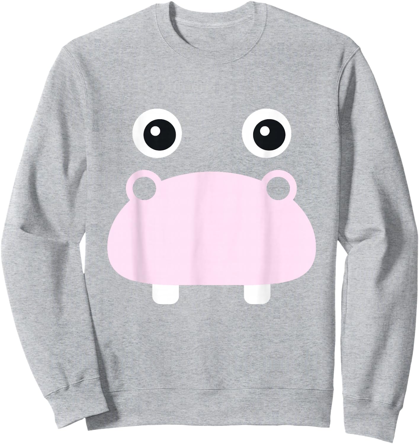 Kawaii Hippo Face Easy Animal Costume for Girls Adults Sweatshirt - Sweatshirt | Ash
