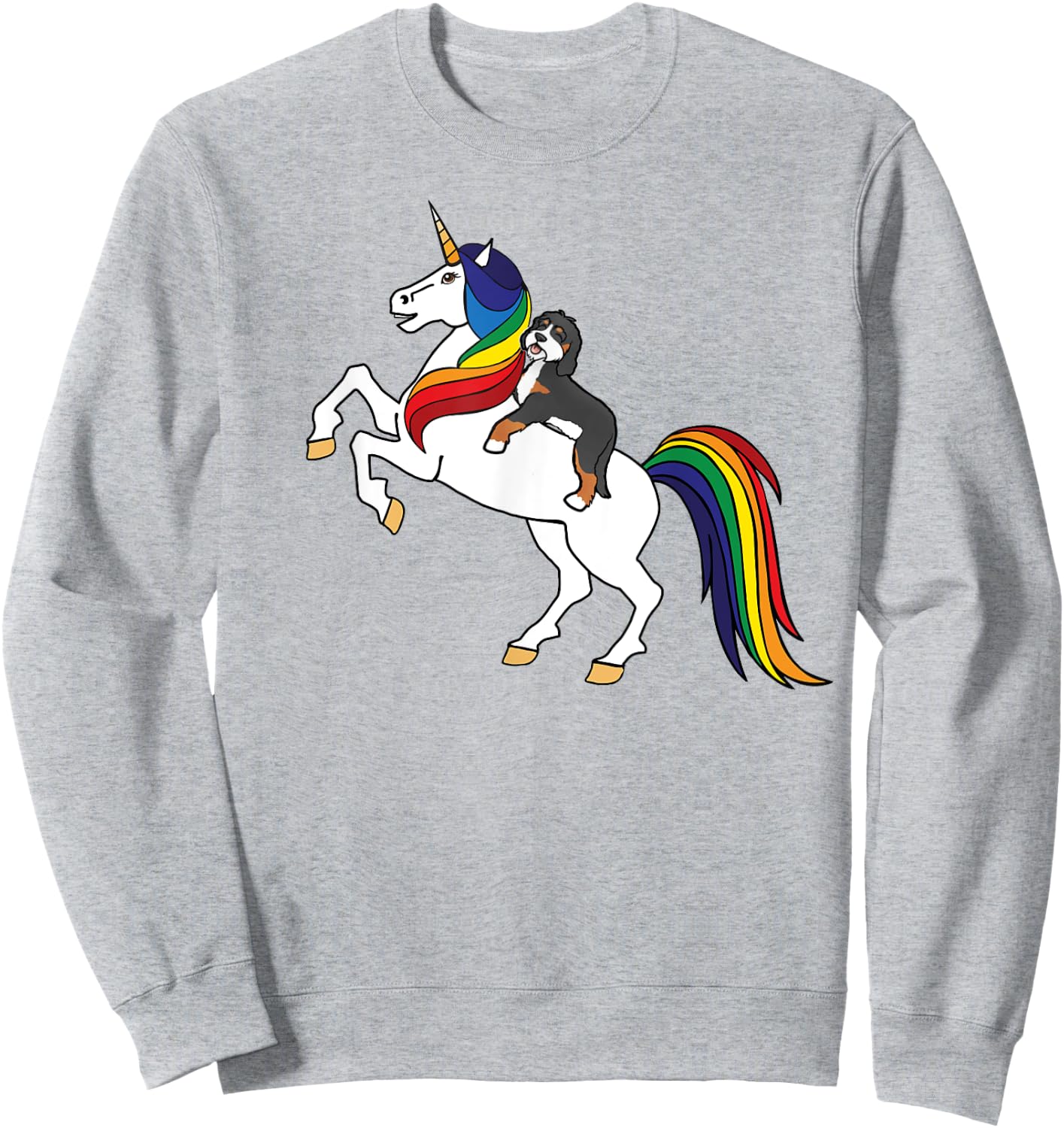 Cute Kids Girls Unicorn Bernedoodle Dog Lover Sweatshirt - Sweatshirt | Ash