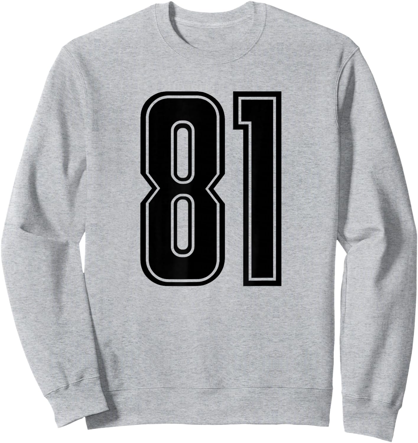Number 81 Black Sports Team Varsity Number 81 Sweatshirt - Sweatshirt | Ash