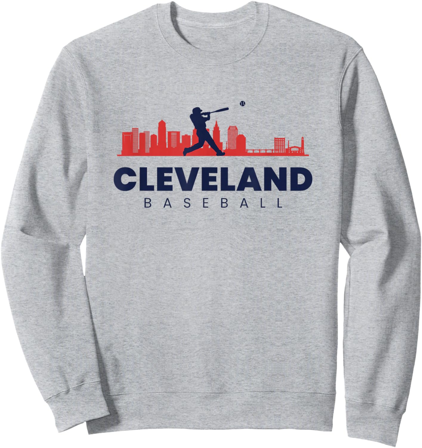 Cleveland Baseball Minimalist City Skyline Baseball Lover Sweatshirt - Sweatshirt | Ash