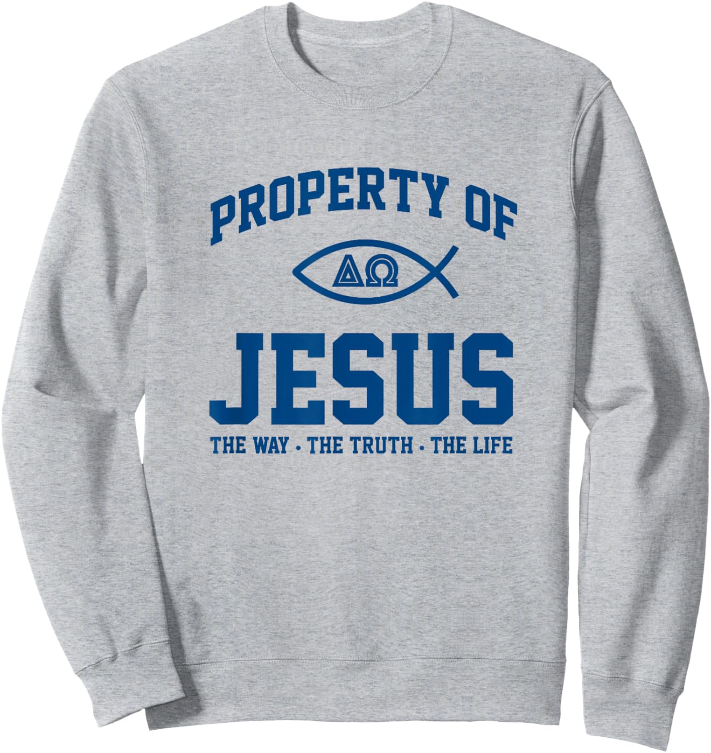 Christian Shirt - Property of Jesus Throwback Gym Sweatshirt - Sweatshirt | Ash