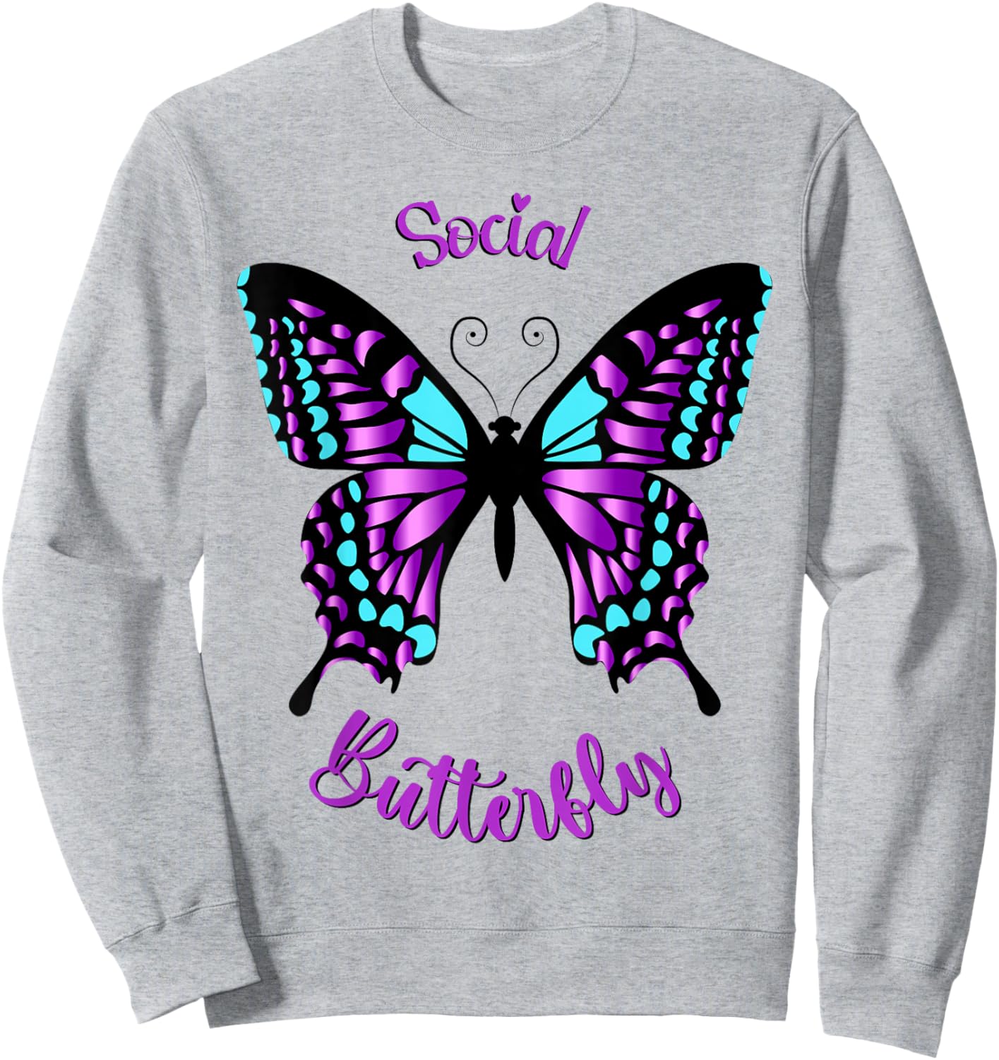 Purple and Blue Social Butterfly Sweatshirt - Sweatshirt | Ash