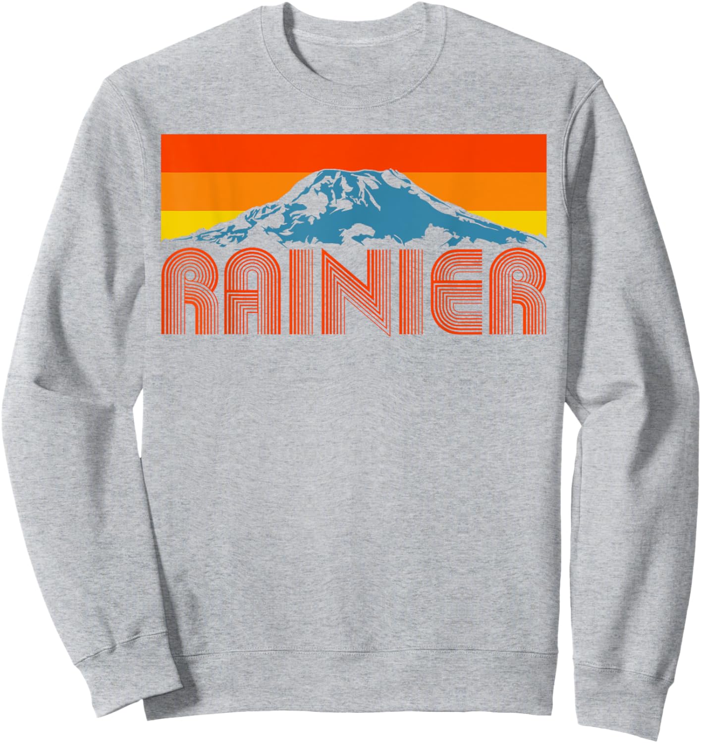 Mount Rainier Vintage Mountains & Sun Retro 80's Sweatshirt - Sweatshirt | Ash
