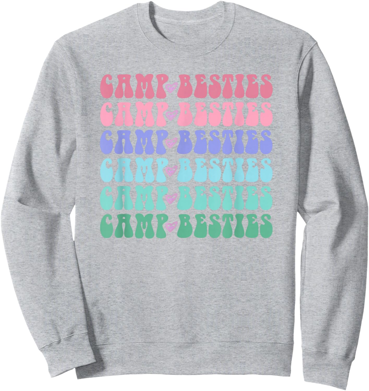Groovy CAMP BESTIES Girls Campfire Crew Ladies Team Cousin Sweatshirt - Sweatshirt | Ash