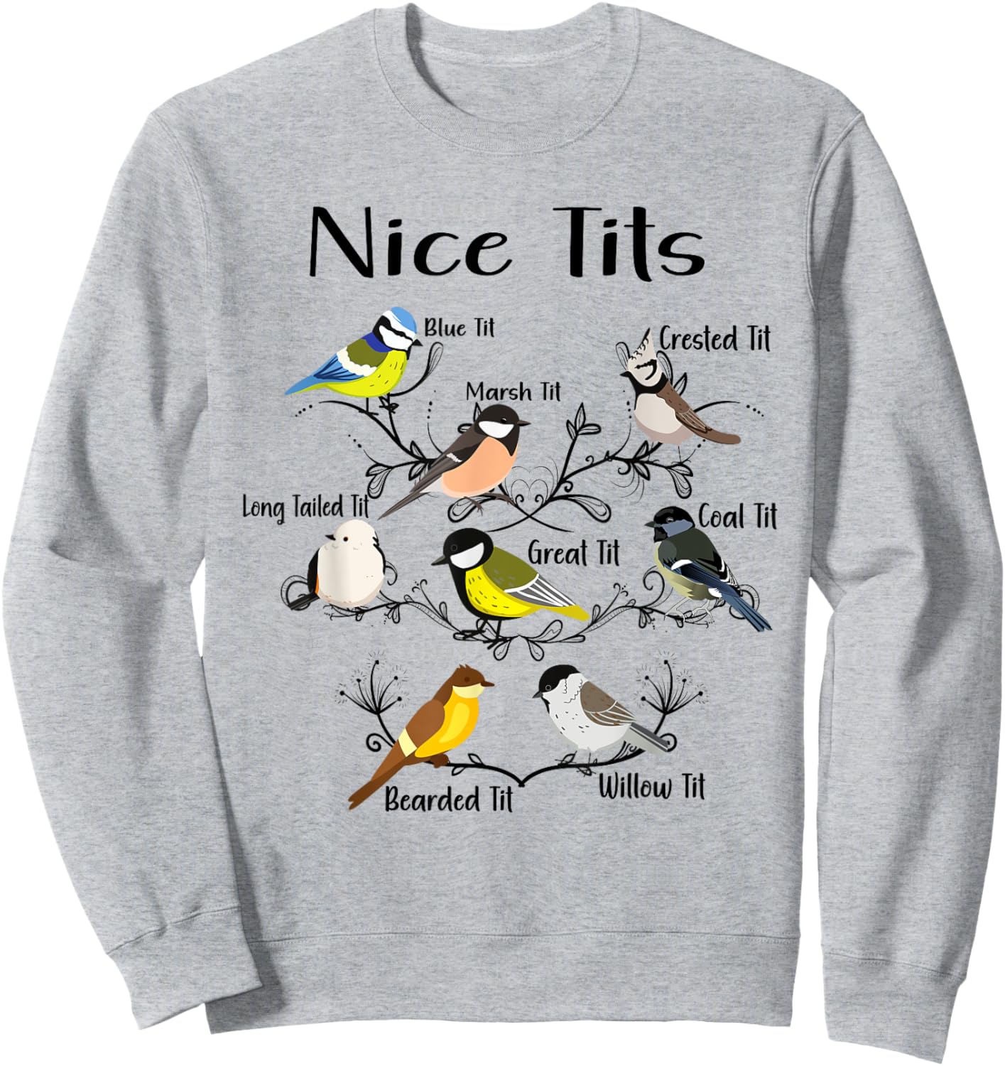 Funny Nice Tits Birds Birdwatcher, Bird Watching Sweatshirt - Sweatshirt | Ash