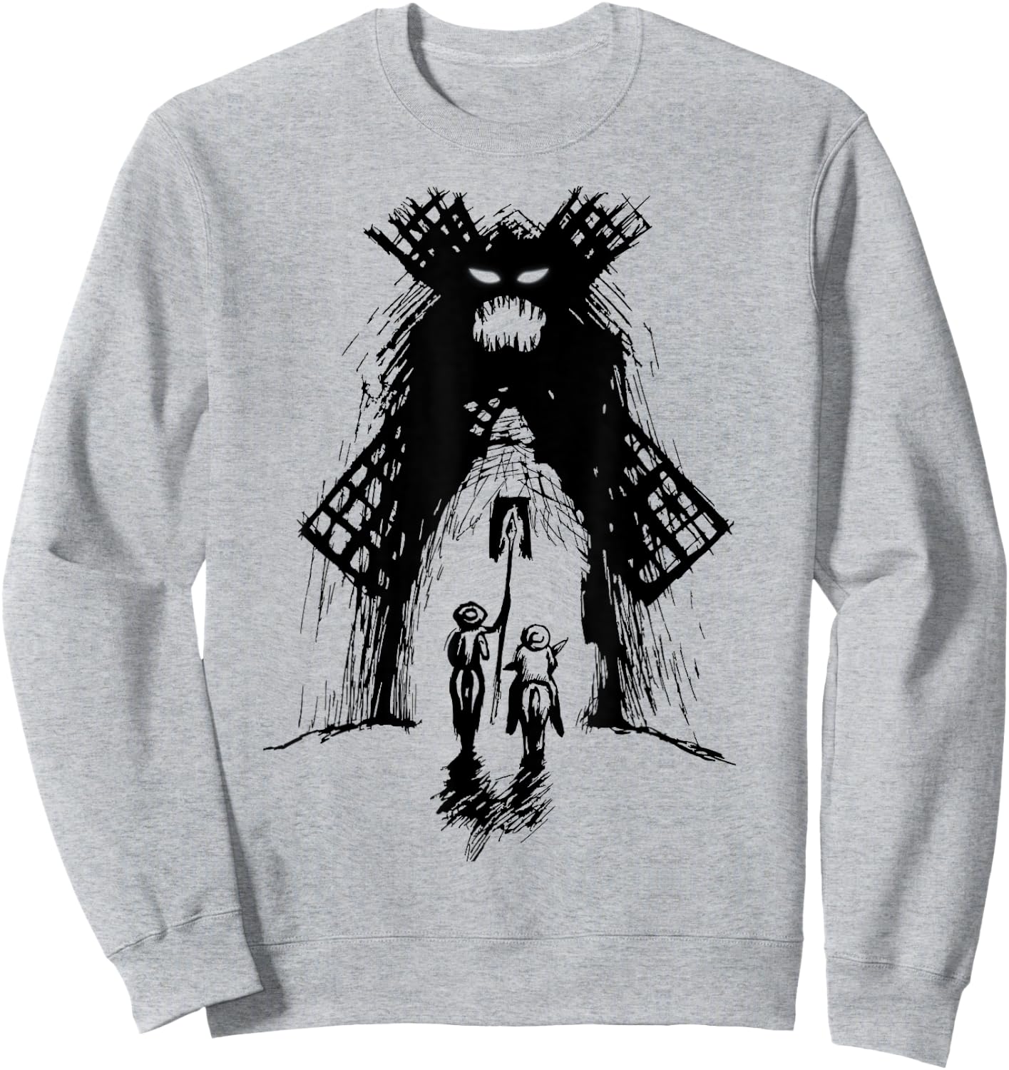 Don Quixote and Sancho vs Monster Windmill Sweatshirt - Sweatshirt | Ash