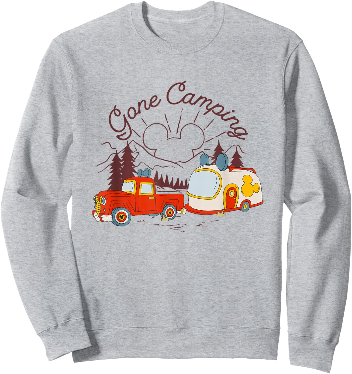 Disney Mickey and Friends Gone Camping Retro Trailer Sweatshirt - Sweatshirt | Ash