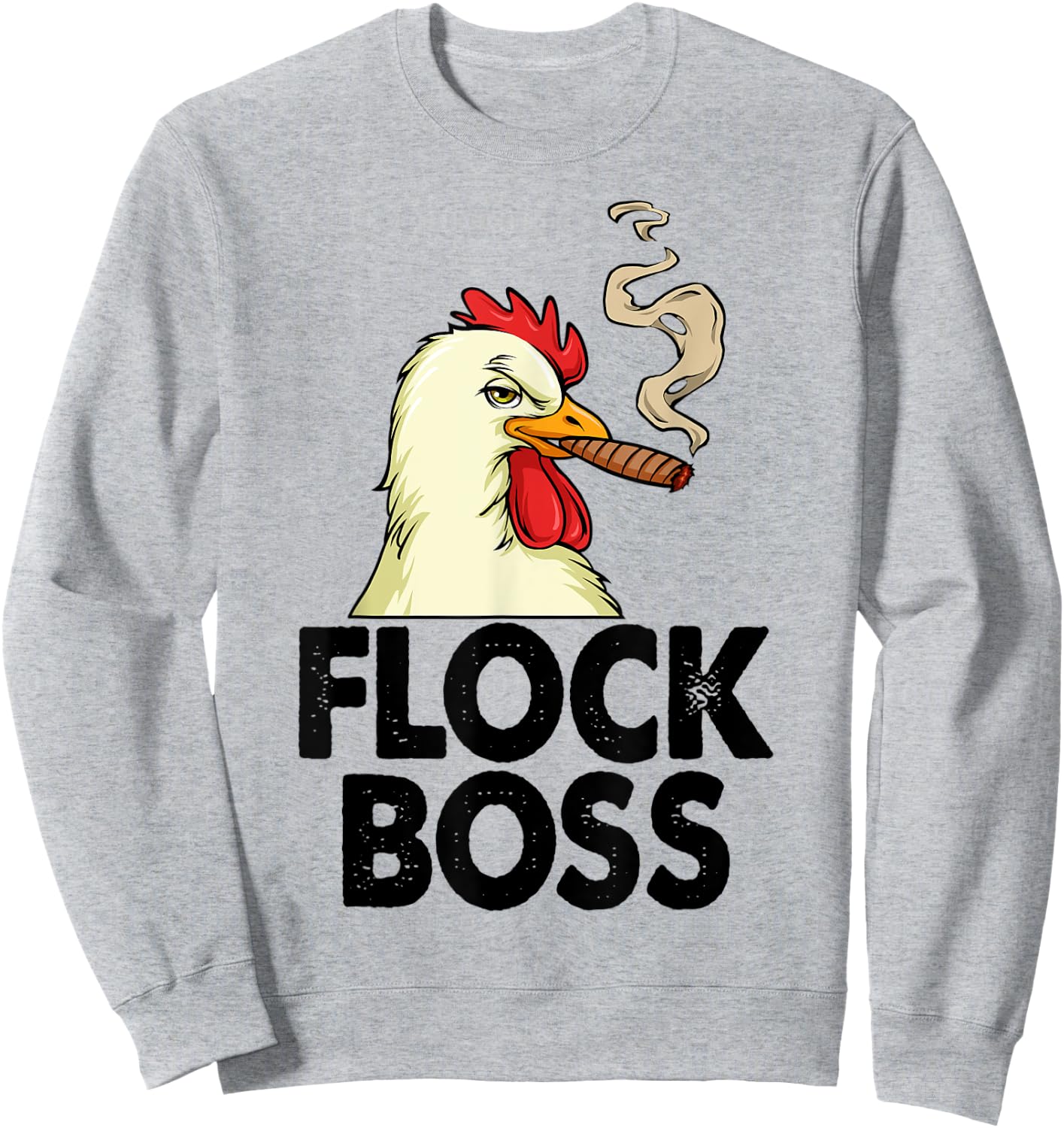 Funny White Smoking Chicken Shirt Flock Boss Women Sweatshirt - Sweatshirt | Ash