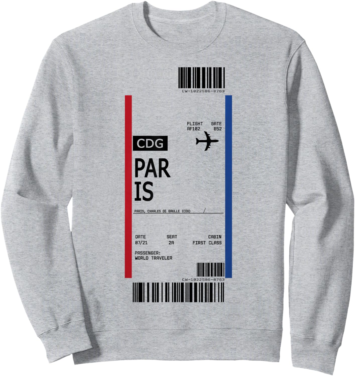 Boarding Pass First Class Air Plane Ticket Paris France Sweatshirt - Sweatshirt | Ash