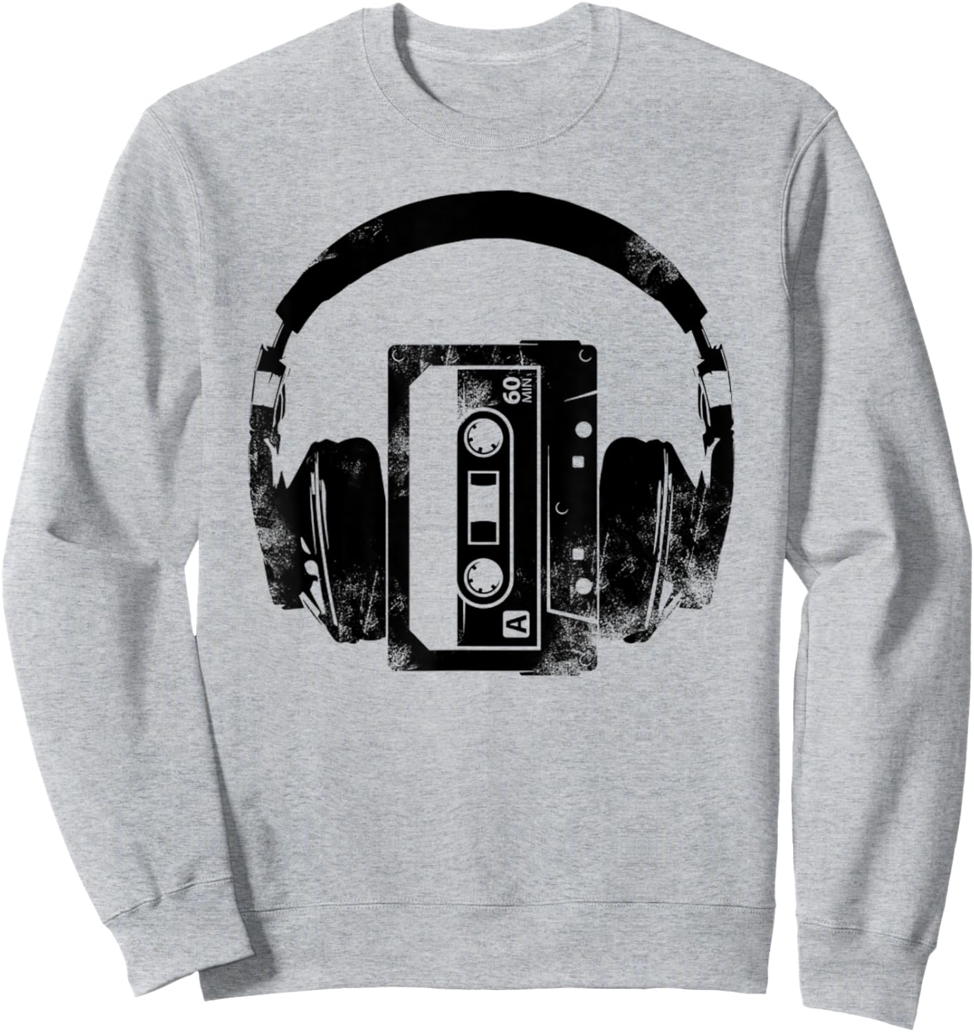 Music Retro Style Retro Headphone 80s Cassette Tape Sweatshirt - Sweatshirt | Ash