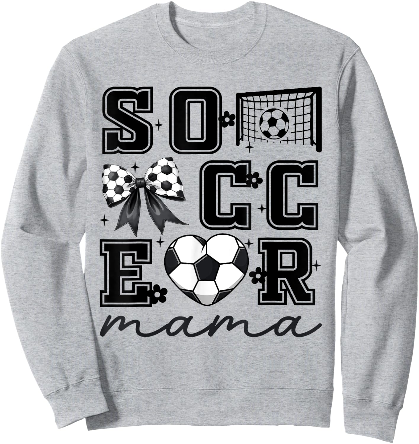 Soccer Mama Coquette Bow Funny Soccer Cheer Mama Sweatshirt - Sweatshirt | Ash