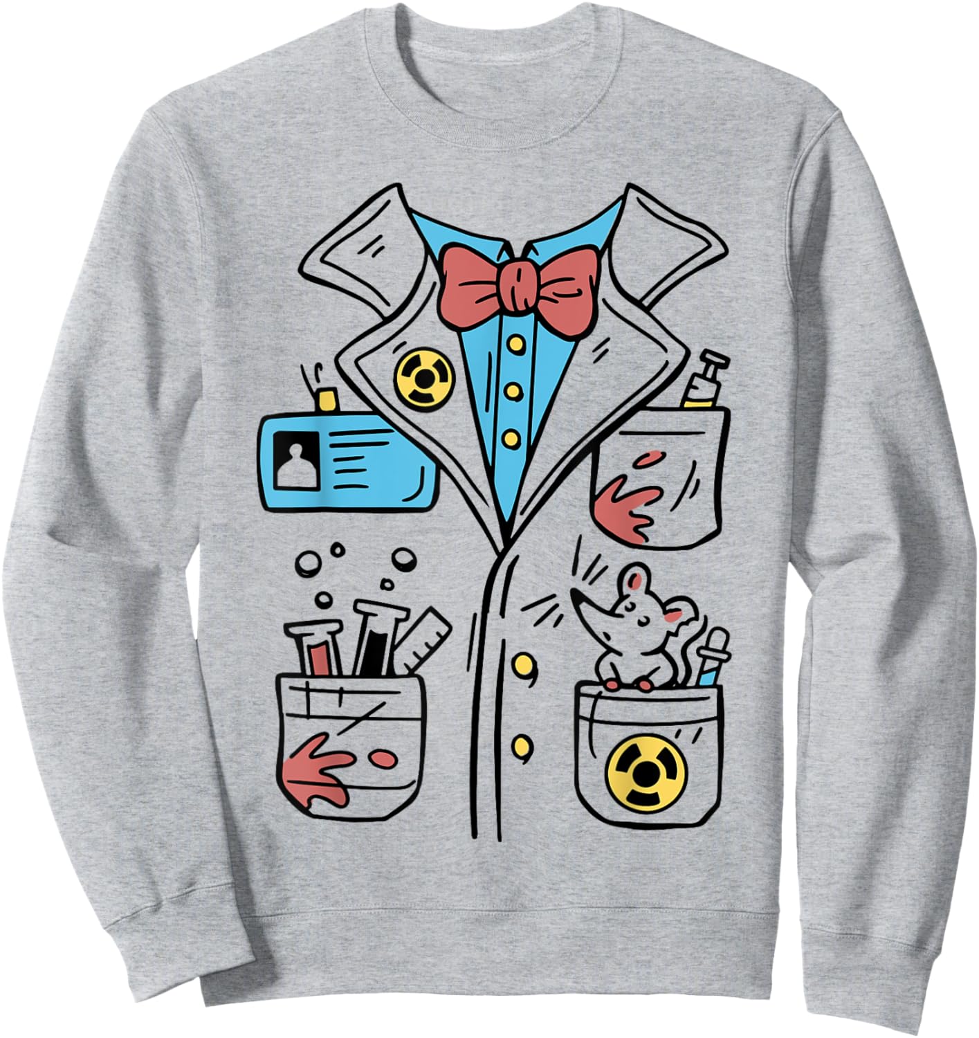 Mad Scientist Costume Funny Easy Lab Coat Halloween Graphic Sweatshirt - Sweatshirt | Ash