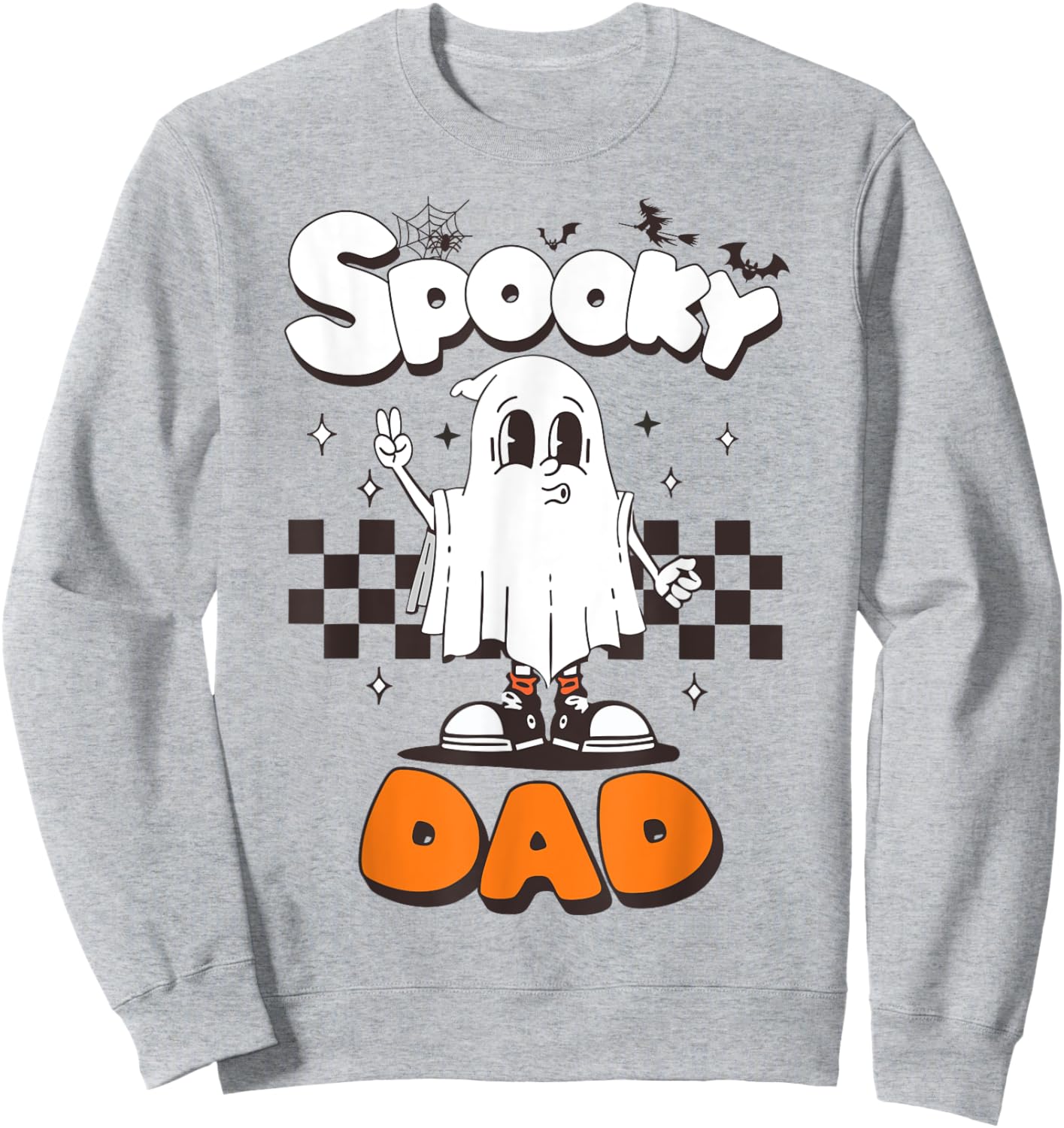 Spooky Dad Halloween Ghost Costume Retro Groovy Halloween Sweatshirt - Sweatshirt | Ash