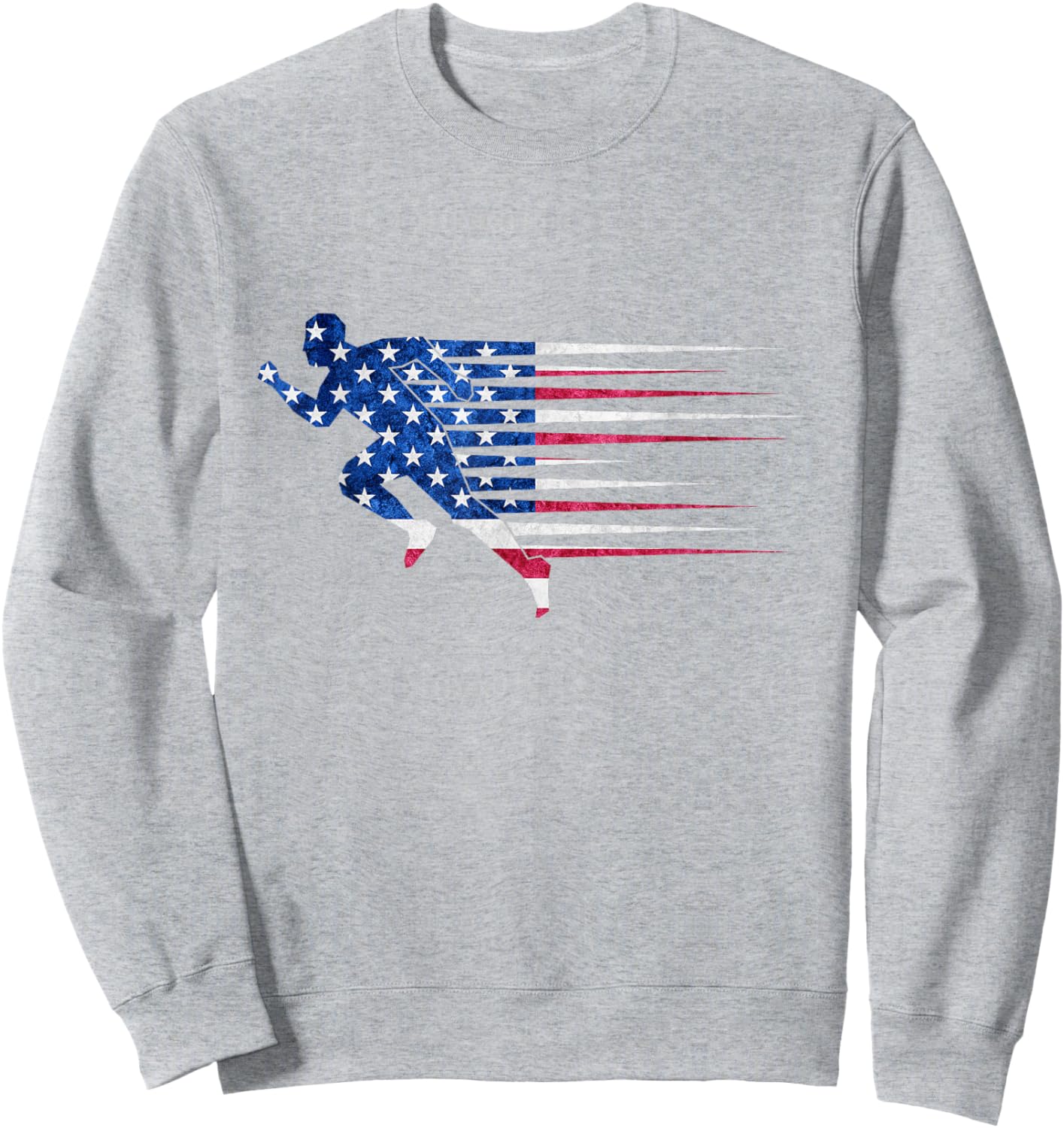 Patriotic Running USA American Flag Track and Field Team Sweatshirt - Sweatshirt | Ash