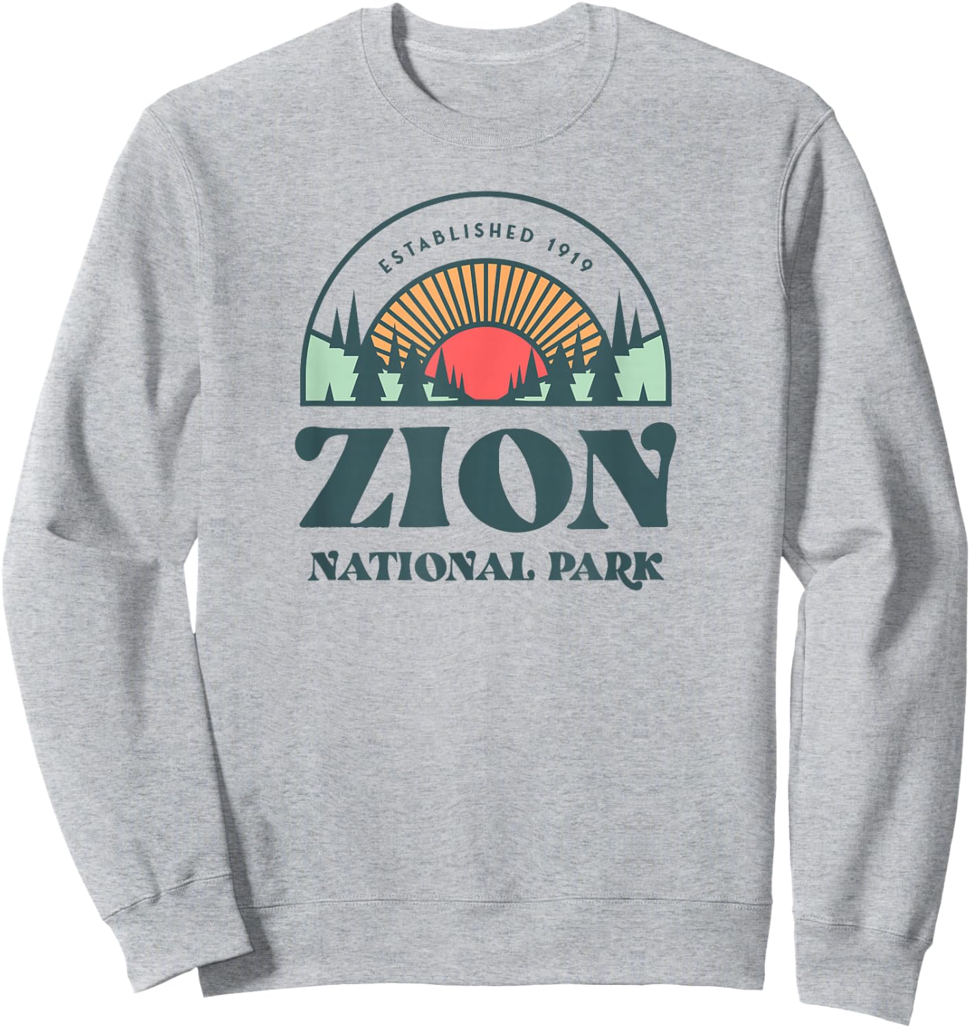 Retro Style Utah Zion National Park Sweatshirt - Sweatshirt | Ash