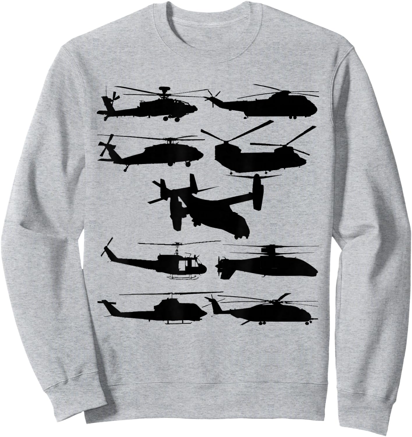 US Helicopters UH-1 Huey UH-60 Blackhawk AH-64 Apache Gift Sweatshirt - Sweatshirt | Ash