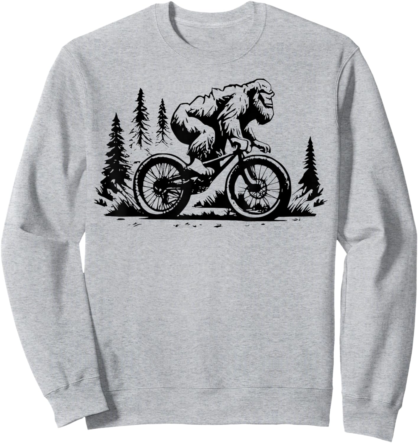 Sasquatch Bigfoot Mountain Biking FUNNY Bike Bicycle Nature Sweatshirt - Sweatshirt | Ash