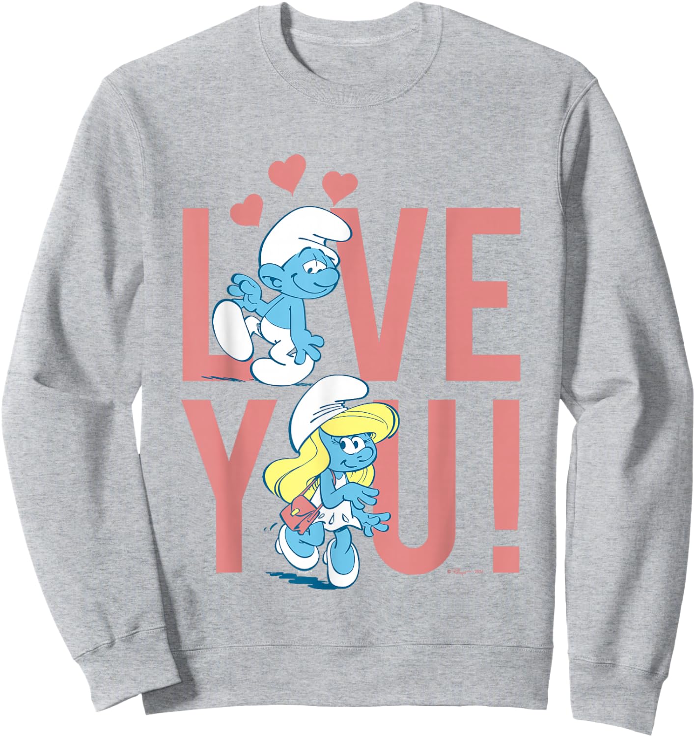 The Smurfs Valentine's Day Love You! Smurfs In Love Big Logo Sweatshirt - Sweatshirt | Ash