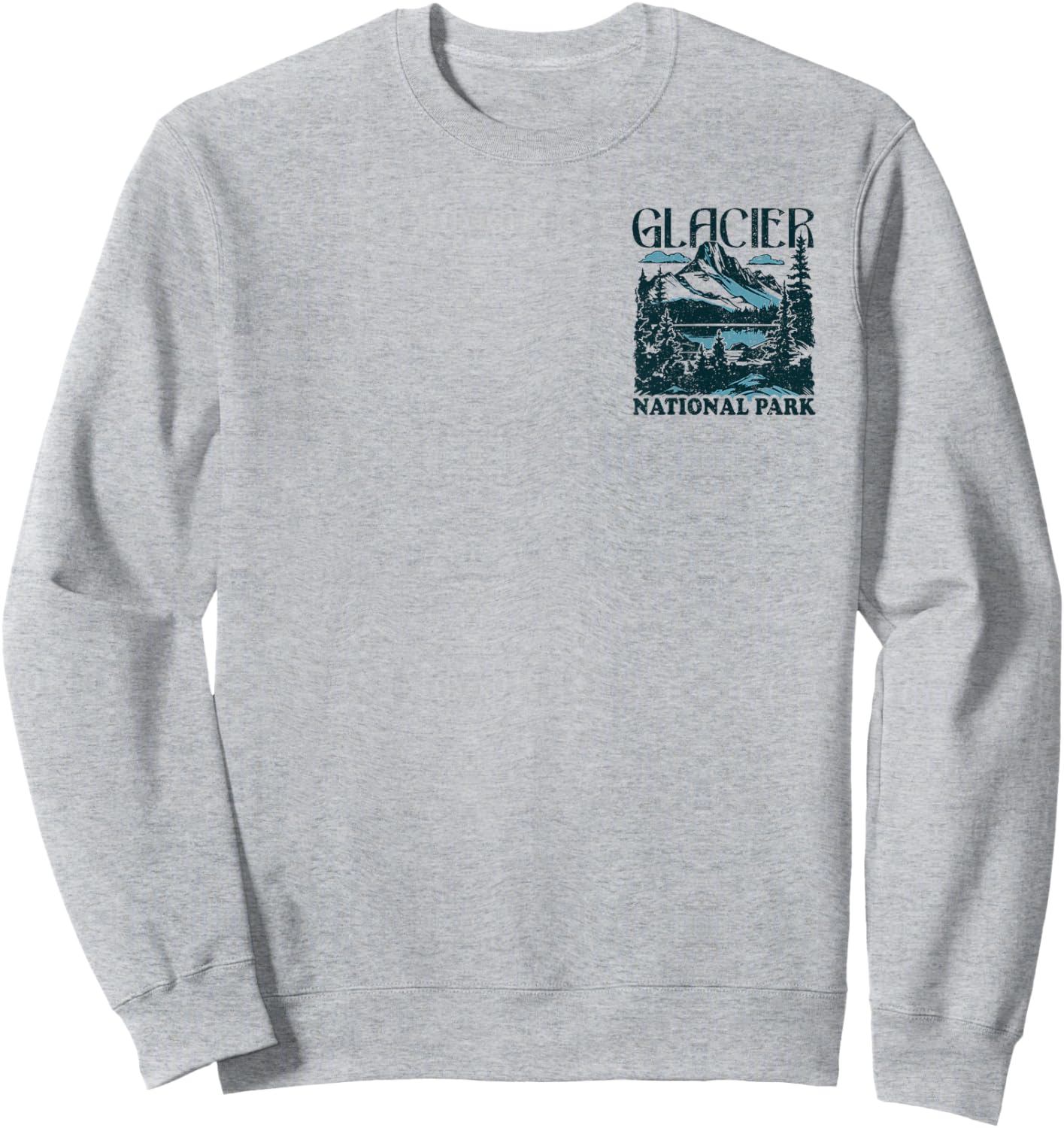 Glacier National Park Front and Back Sweatshirt - Sweatshirt | Ash