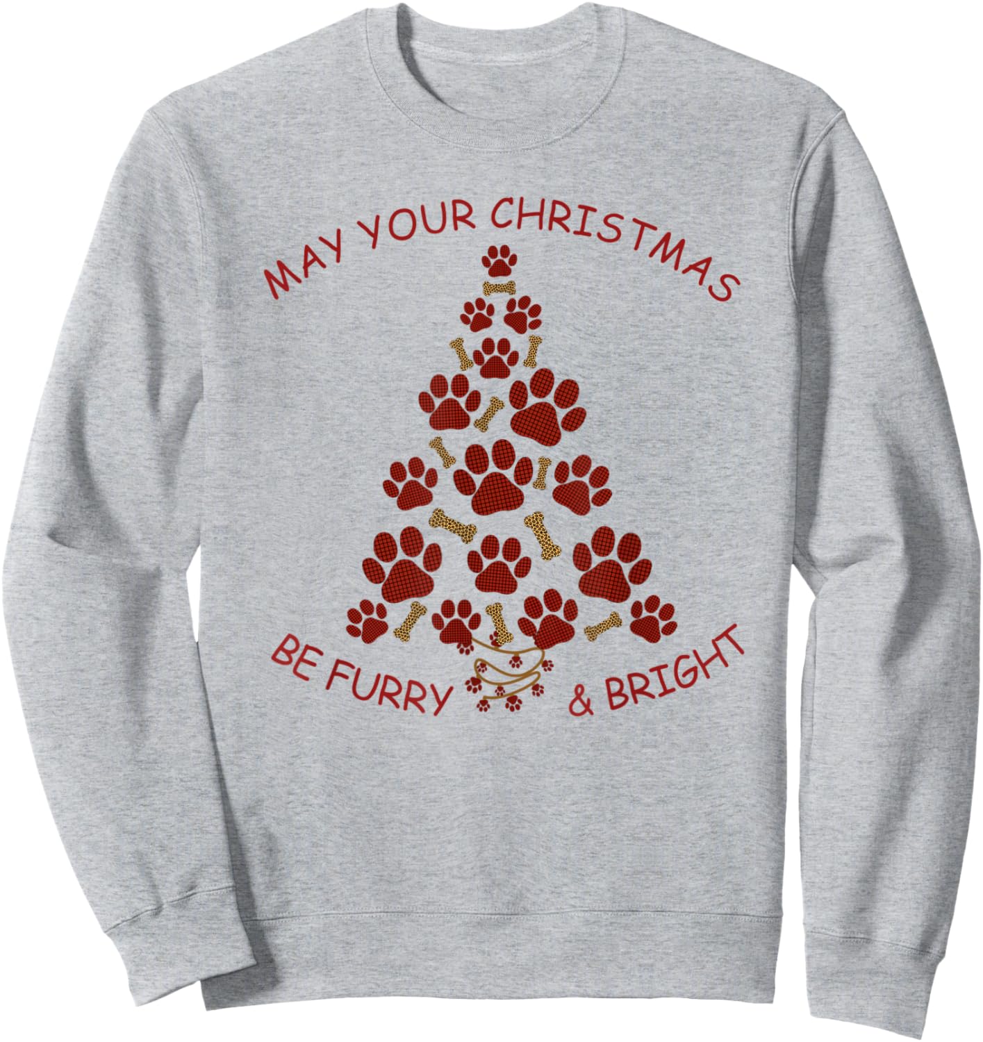Furry & Bright, Dog Lovers Christmas Tree made of Dog Paws Sweatshirt - Sweatshirt | Ash