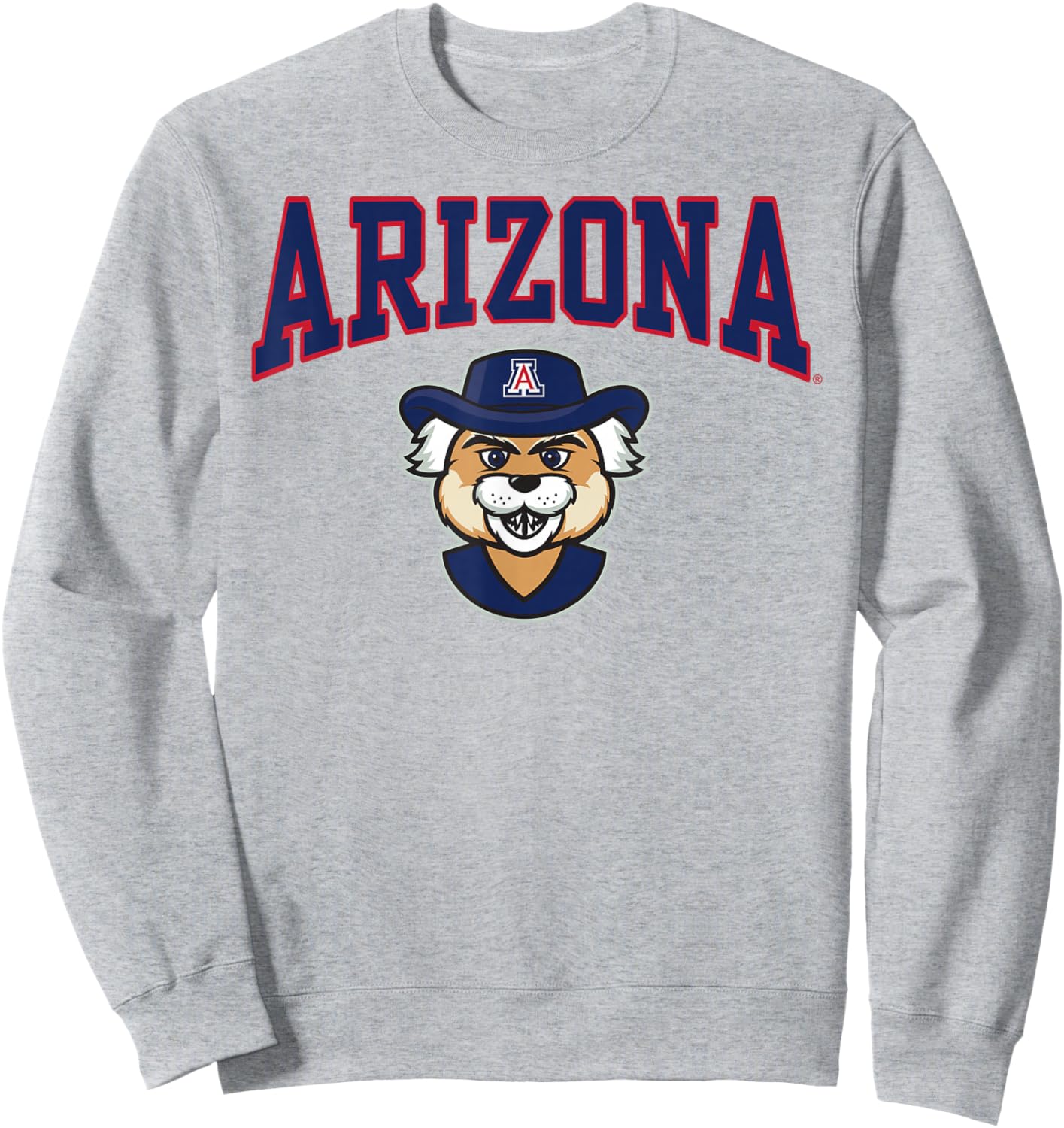 Arizona Wildcats Wilbur Mascot White Officially Licensed Sweatshirt - Sweatshirt | Ash