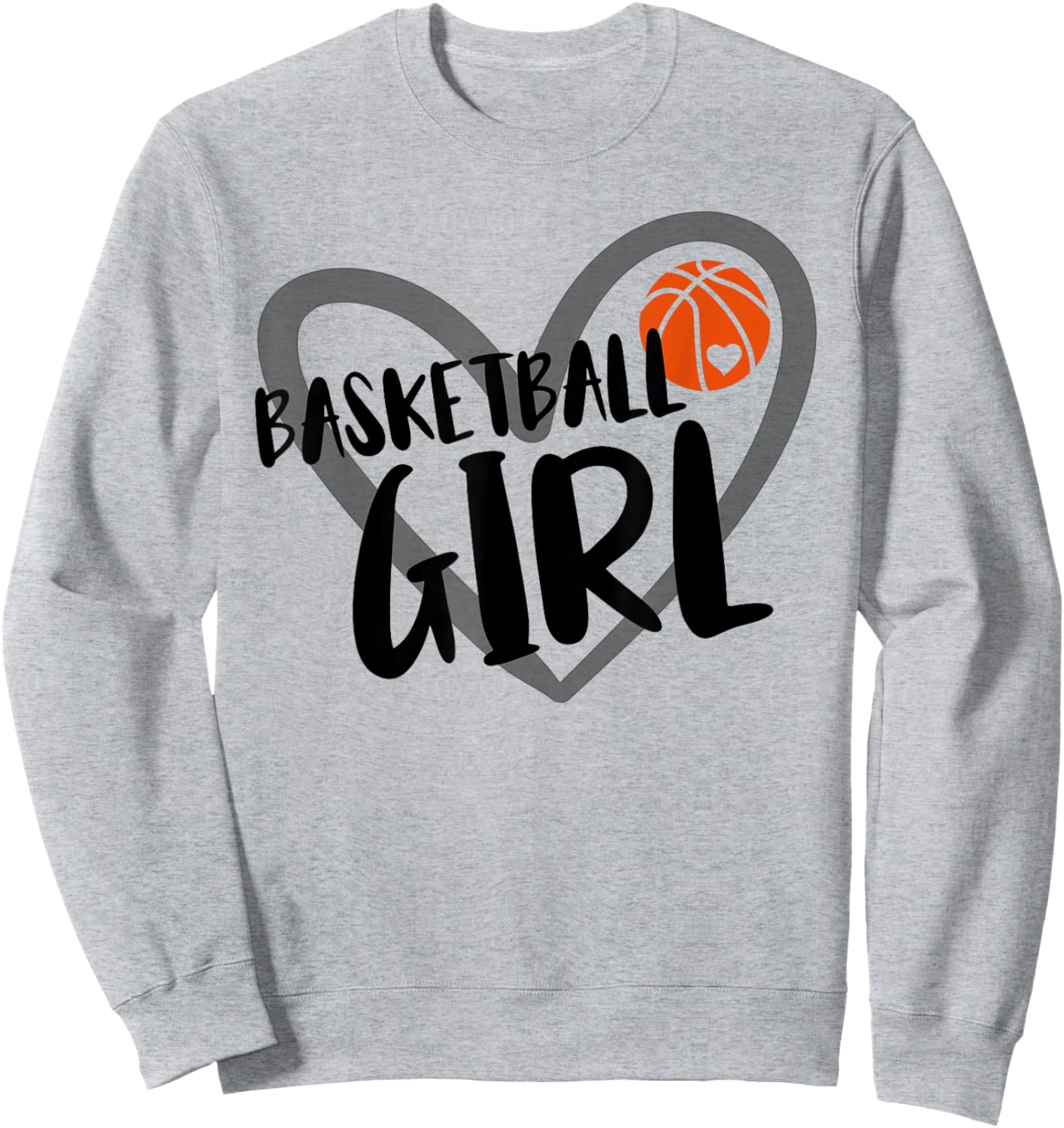 Basketball Girl Heart Sweatshirt - Sweatshirt | Ash