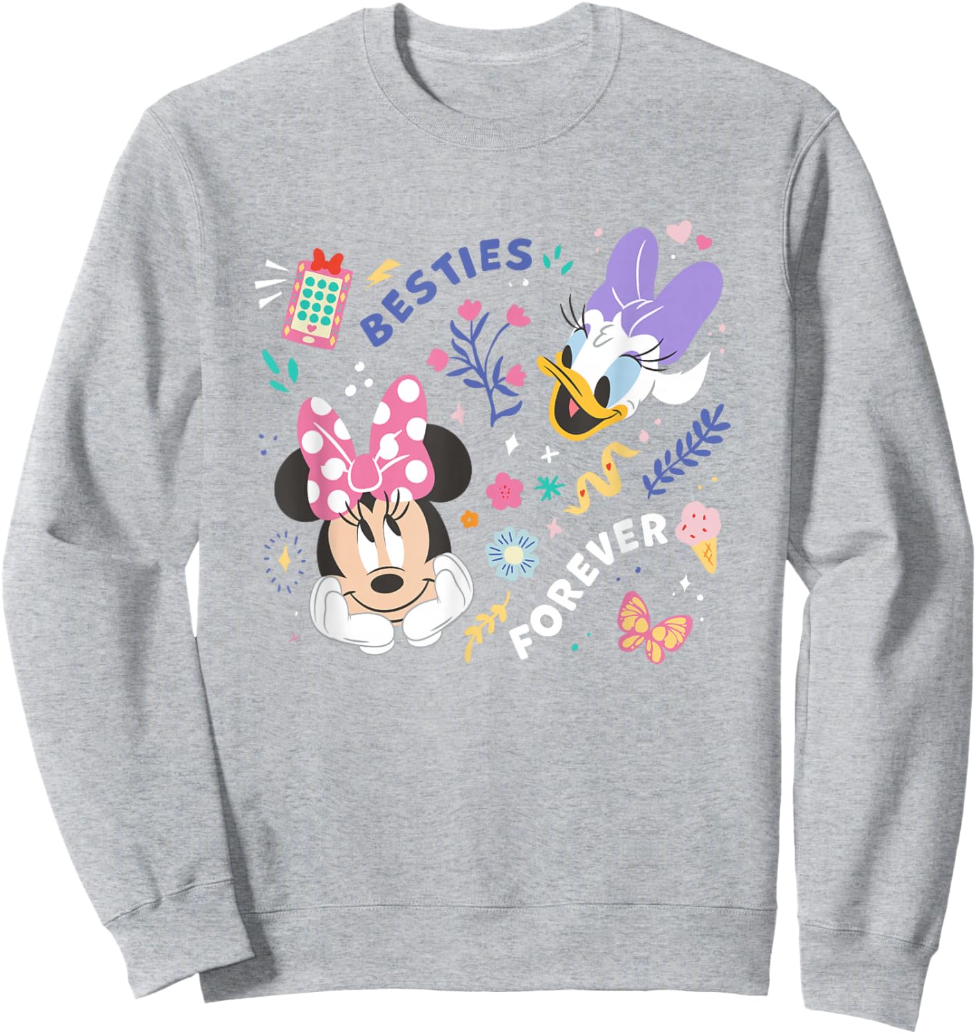 Disney Mickey And Friends Minnie & Daisy Besties Forever Sweatshirt - Sweatshirt | Ash