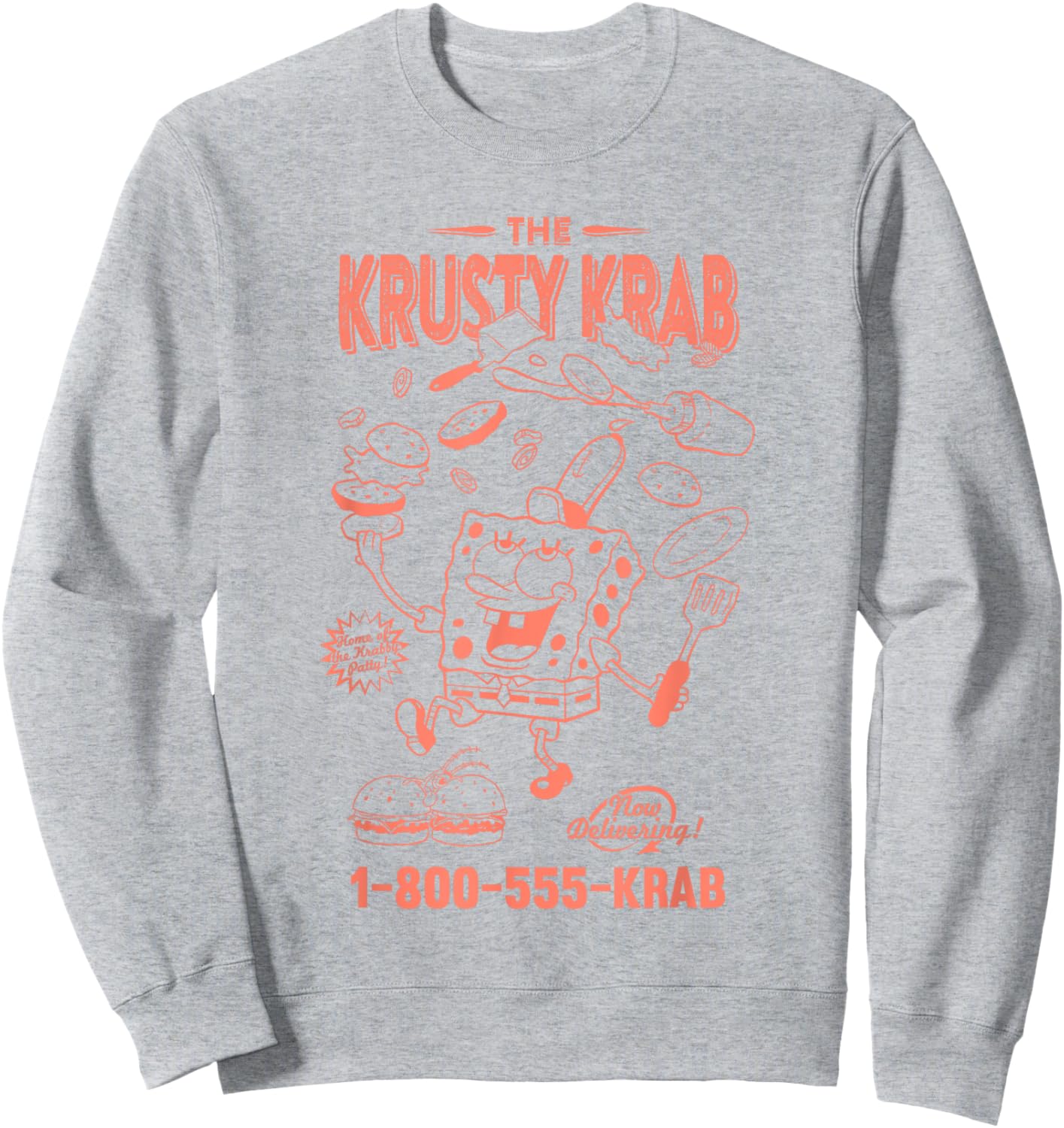 SpongeBob SquarePants The Krusty Krab Delivery Vintage Ad Sweatshirt - Sweatshirt | Ash