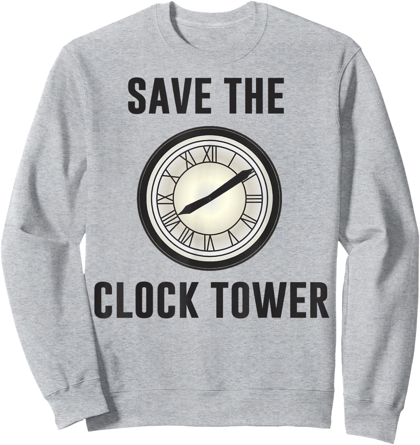 Back to the Future Clock Tower Face Graphic Sweatshirt - Sweatshirt | Ash