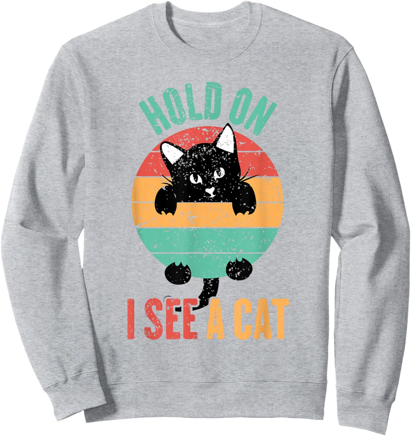 Hold On I See A Cat, Funny Sarcastic Sayings Cat Lovers Sweatshirt - Sweatshirt | Ash