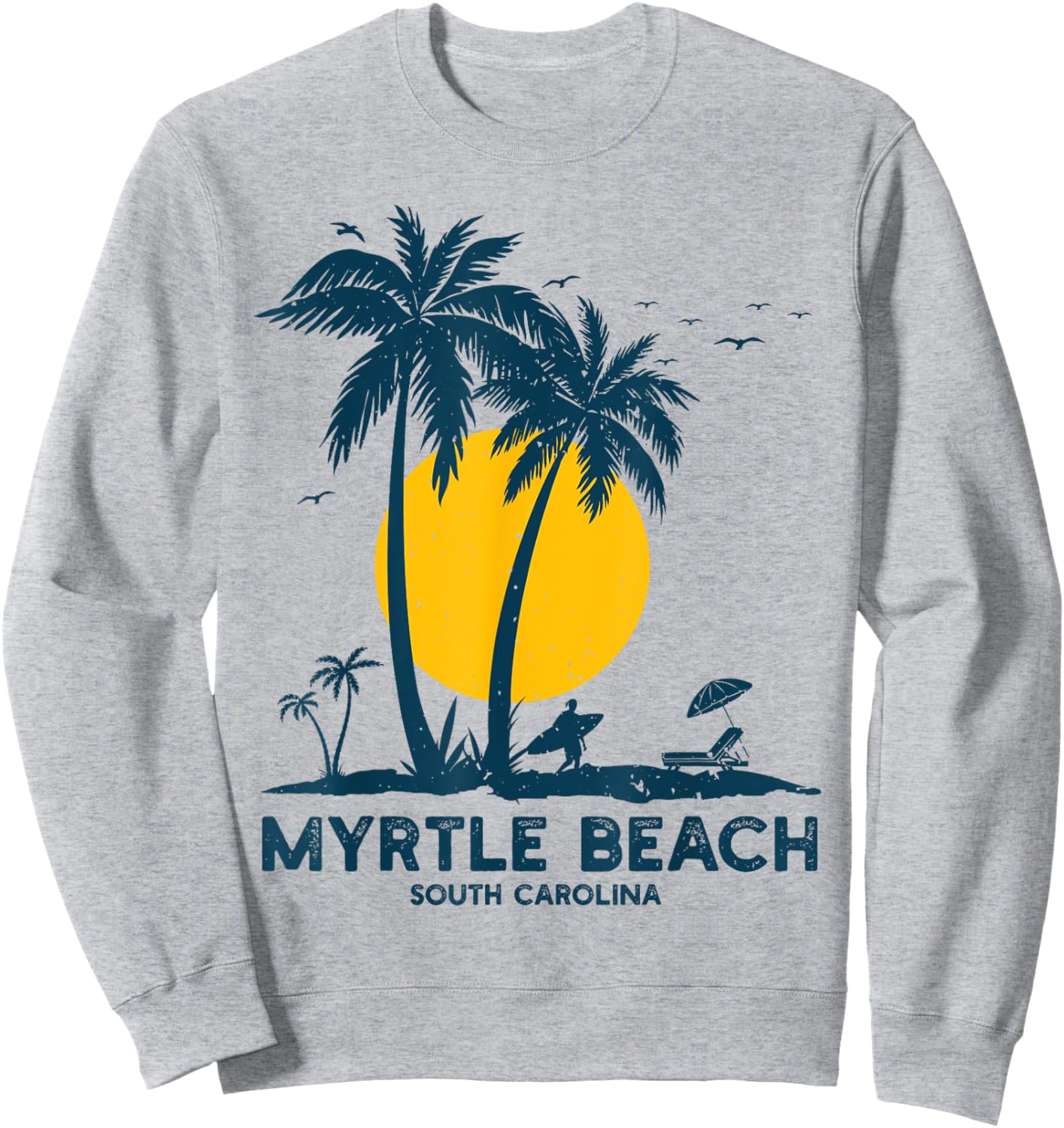 Family Vacation Retro Sunset South Carolina Myrtle Beach Sweatshirt - Sweatshirt | Ash