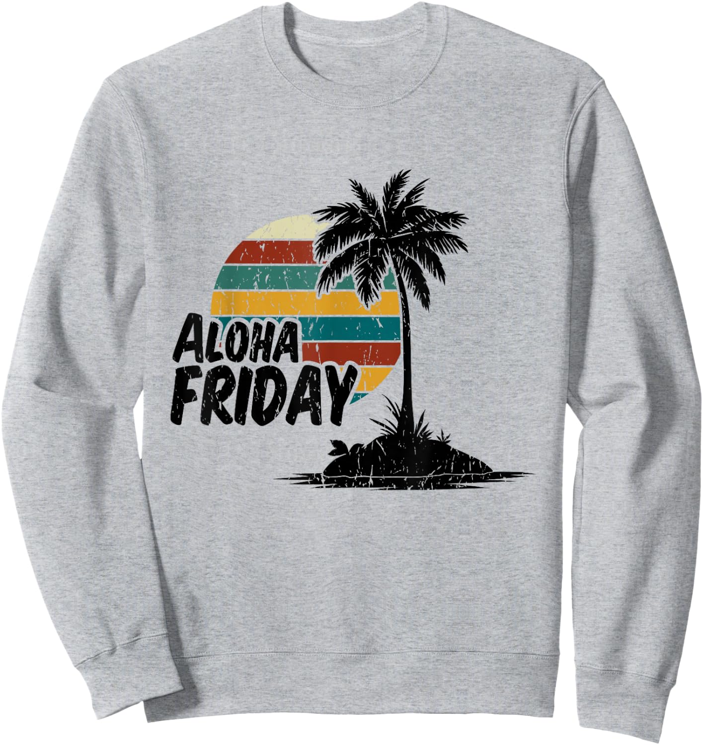 Aloha Friday Hawaiian Retro Sunset Summer Vintage Sweatshirt - Sweatshirt | Ash