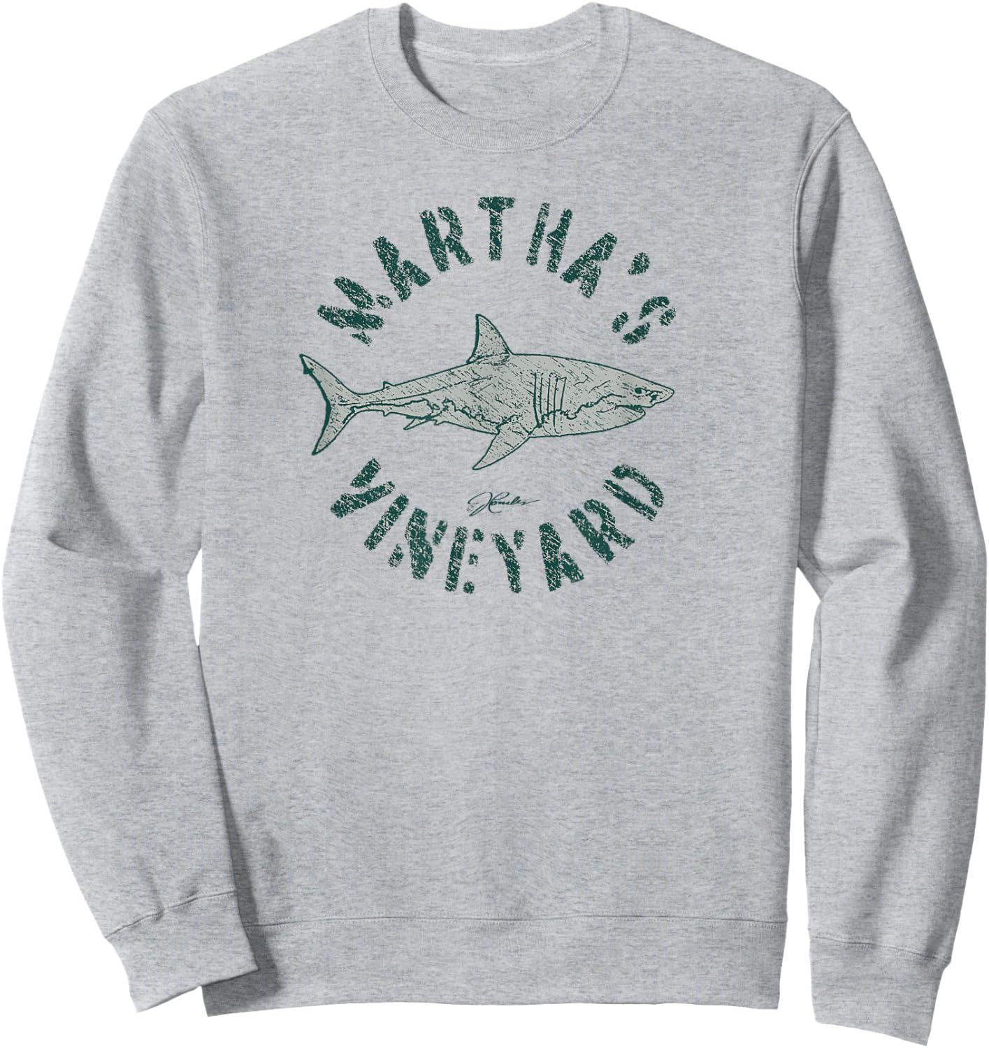 JCombs: Martha's Vineyard, MA, Great White Shark Sweatshirt - Sweatshirt | Ash