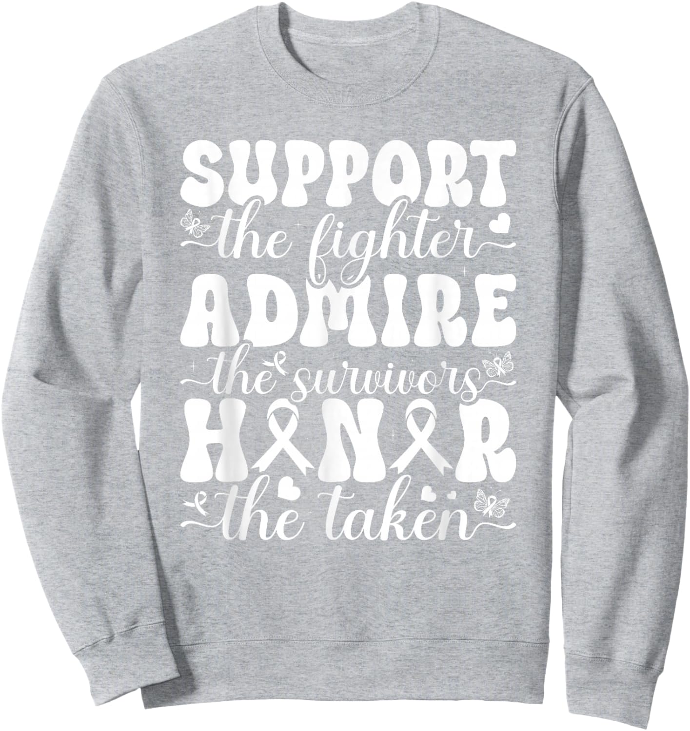 Breast Support Pink Admire Honor Breast Cancer Awareness Sweatshirt - Sweatshirt | Ash
