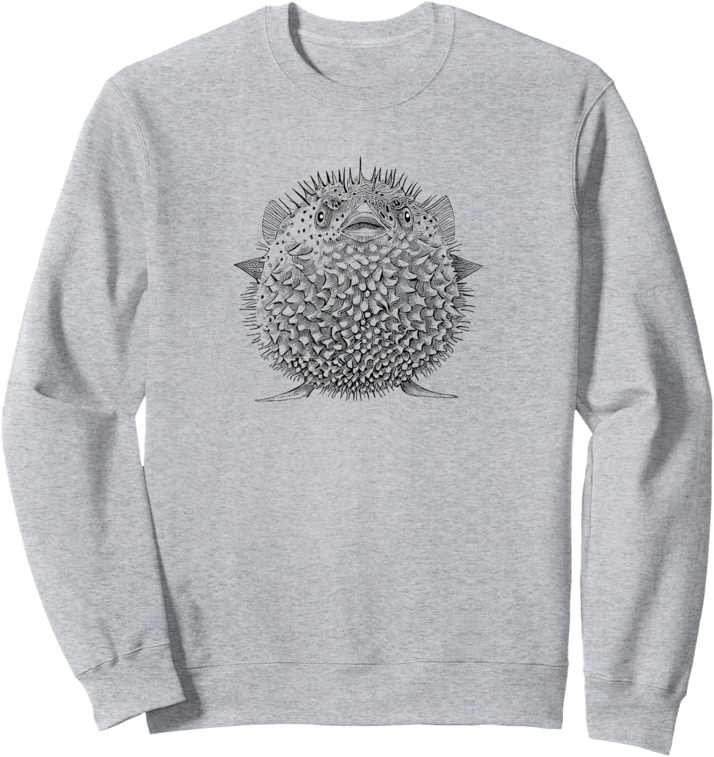 Vintage Retro Illustration Puffer Fish Lover Sweatshirt - Sweatshirt | Ash