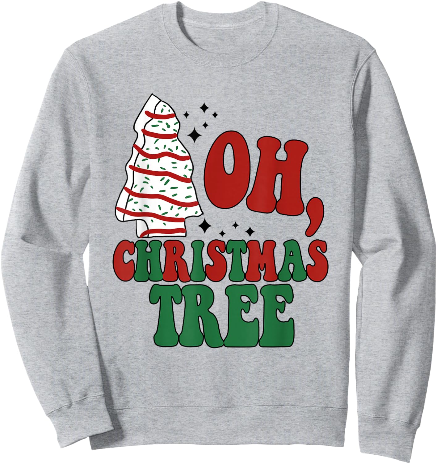 Oh Christmas Tree Cakes Debbie Becky Jen Groovy Retro Pajama Sweatshirt - Sweatshirt | Ash