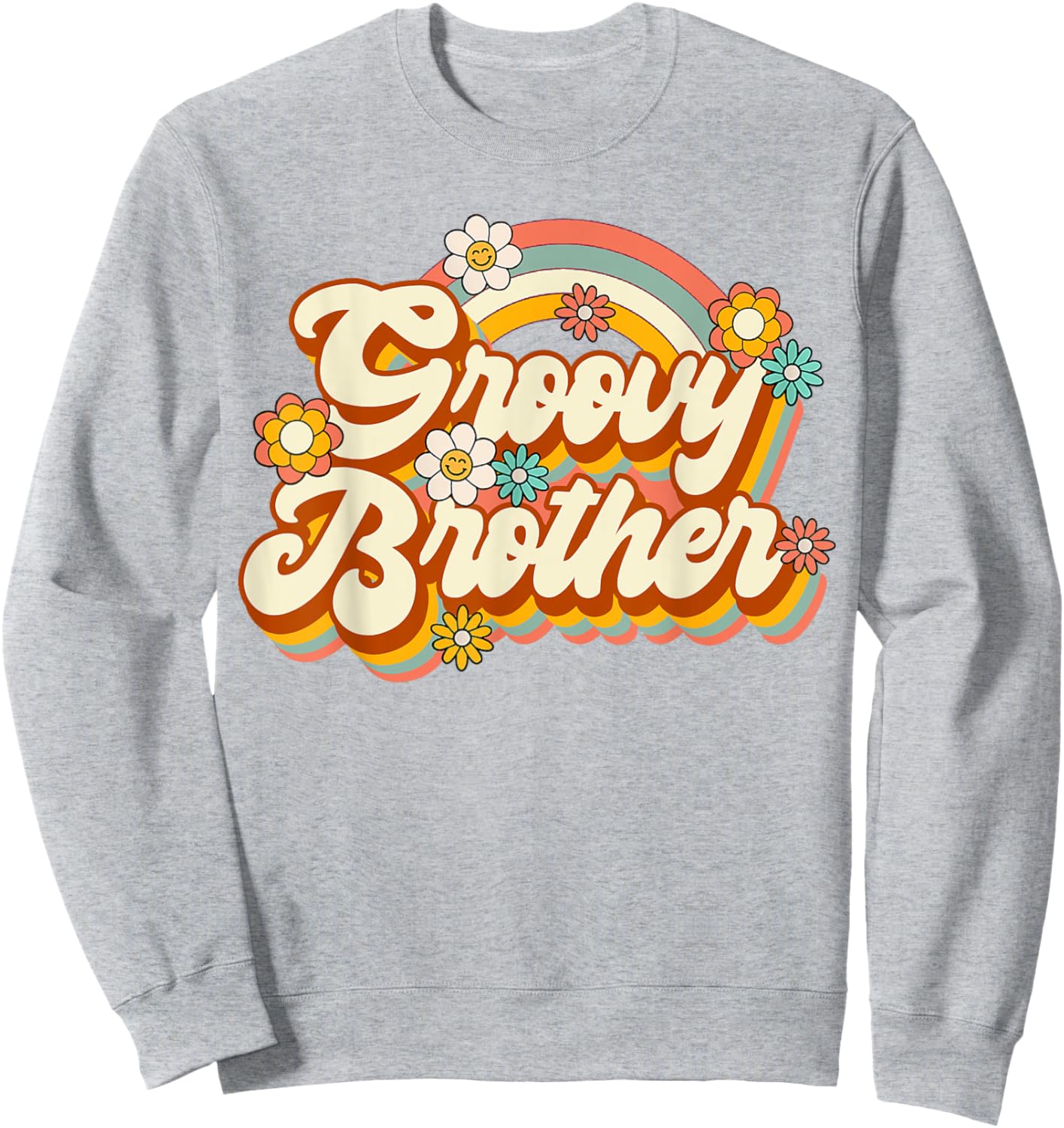 Retro Groovy Brother Family Birthday 60s 70s Hippie Costume Sweatshirt - Sweatshirt | Ash