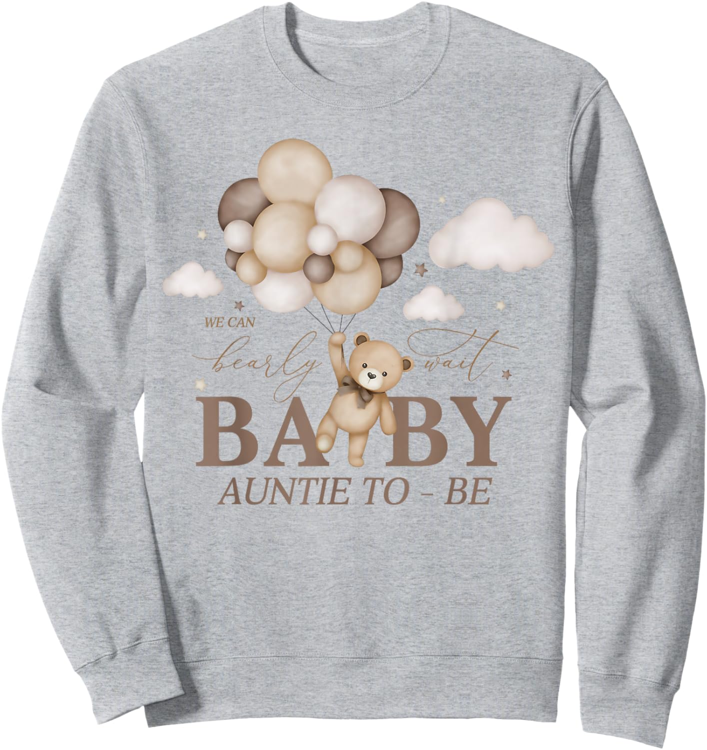 Auntie We Can Bearly Wait Baby Shower Bear Family Matching Sweatshirt - Sweatshirt | Ash