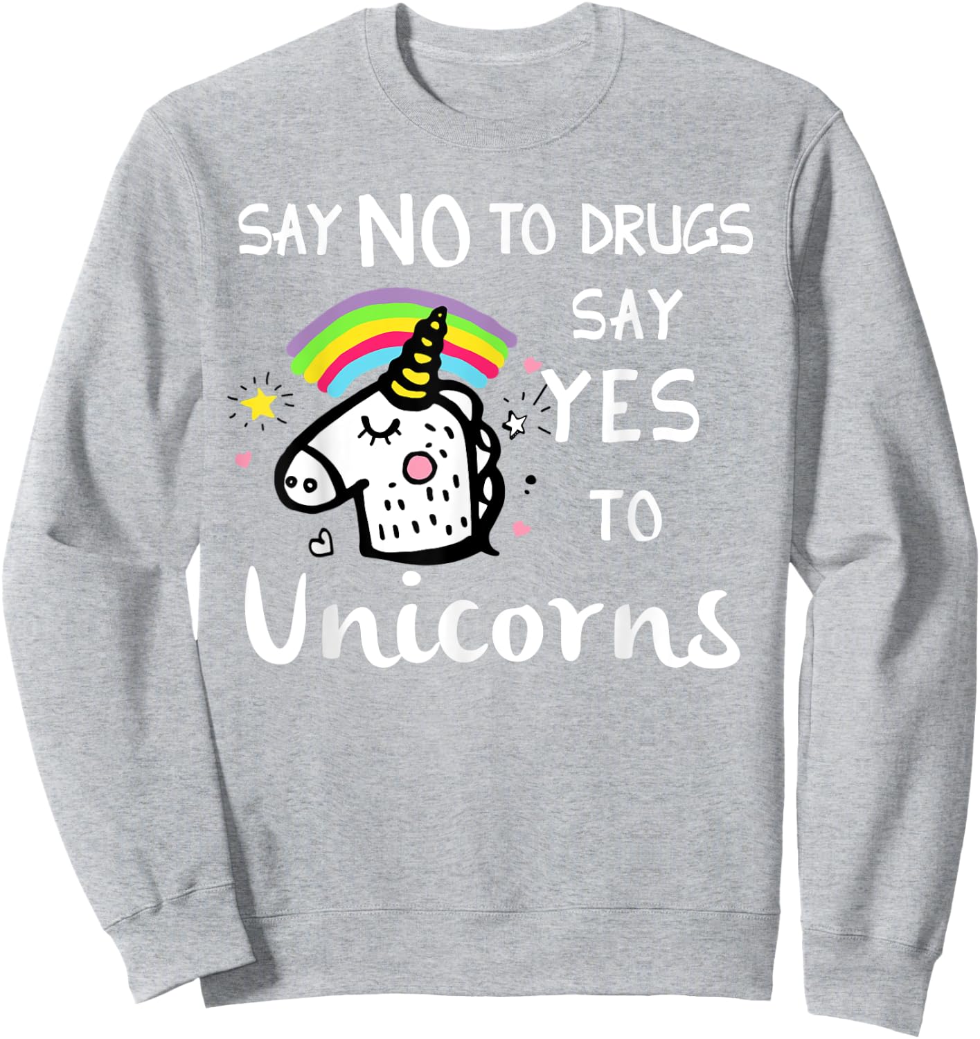 Red Ribbon Week Kids Youth Say No Say Yes to Unicorns Sweatshirt - Sweatshirt | Ash