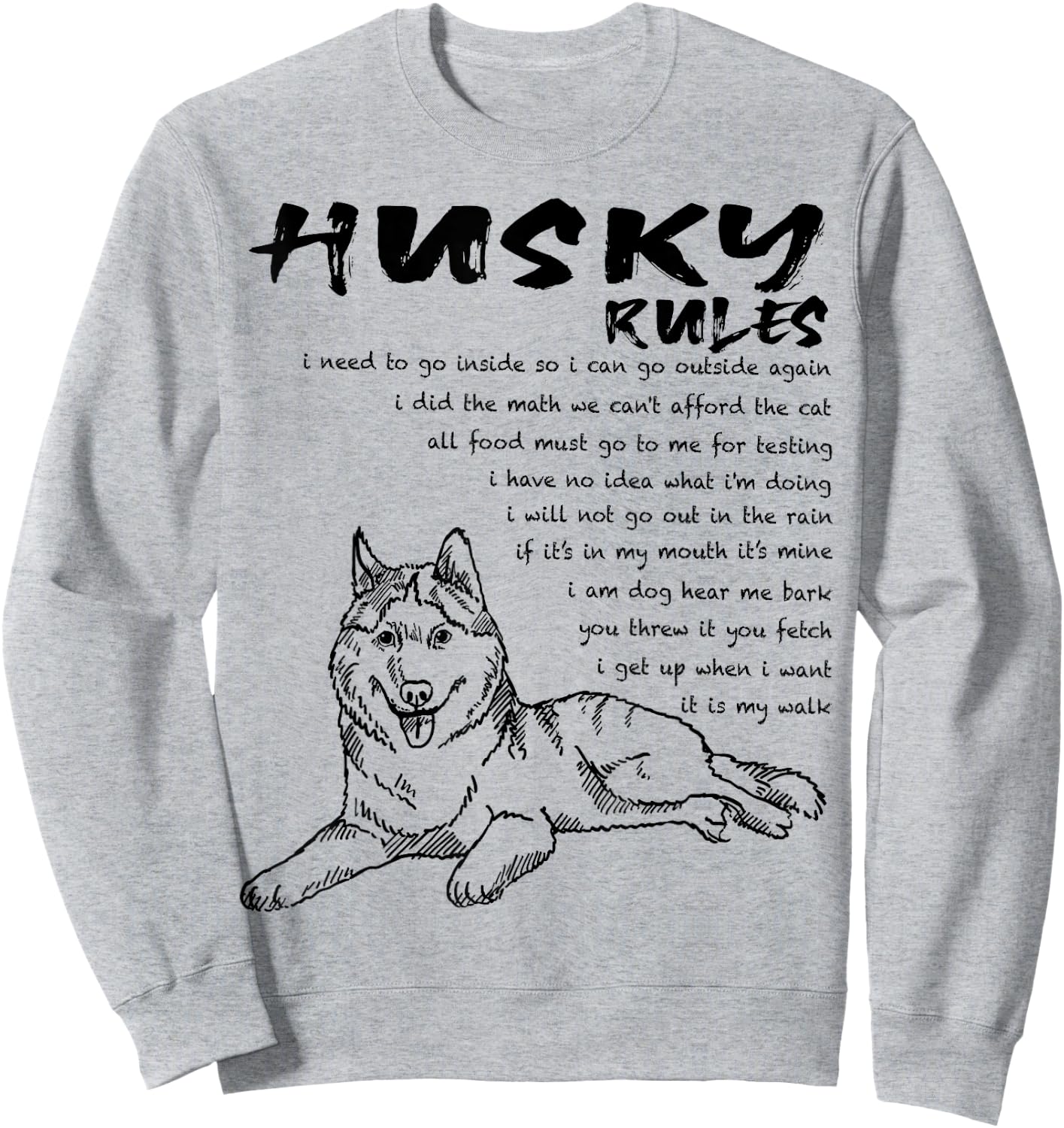 Funny Siberian Husky Dog Hand Drawn Art Men Women Girls Kids Sweatshirt - Sweatshirt | Ash