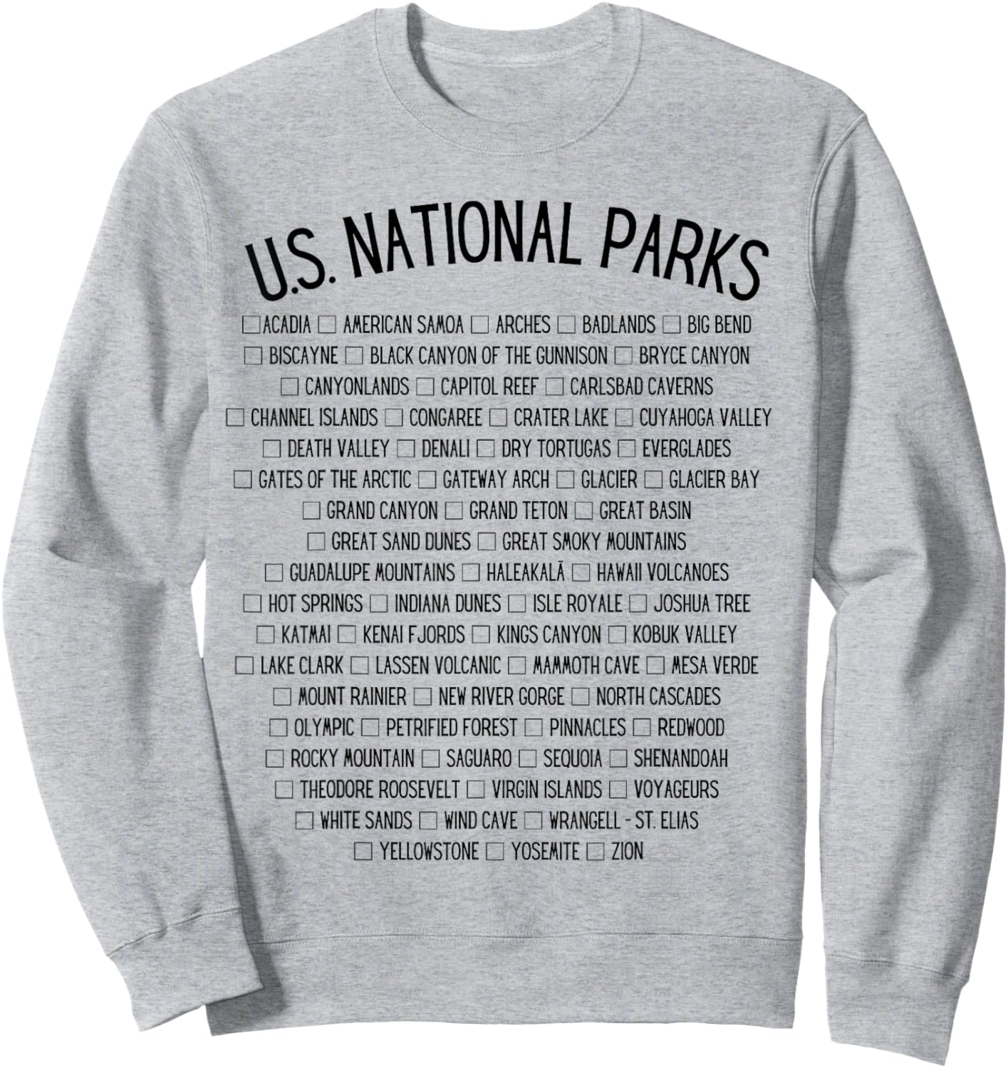American National Parks Checklist - US National Parks Family Sweatshirt - Sweatshirt | Ash