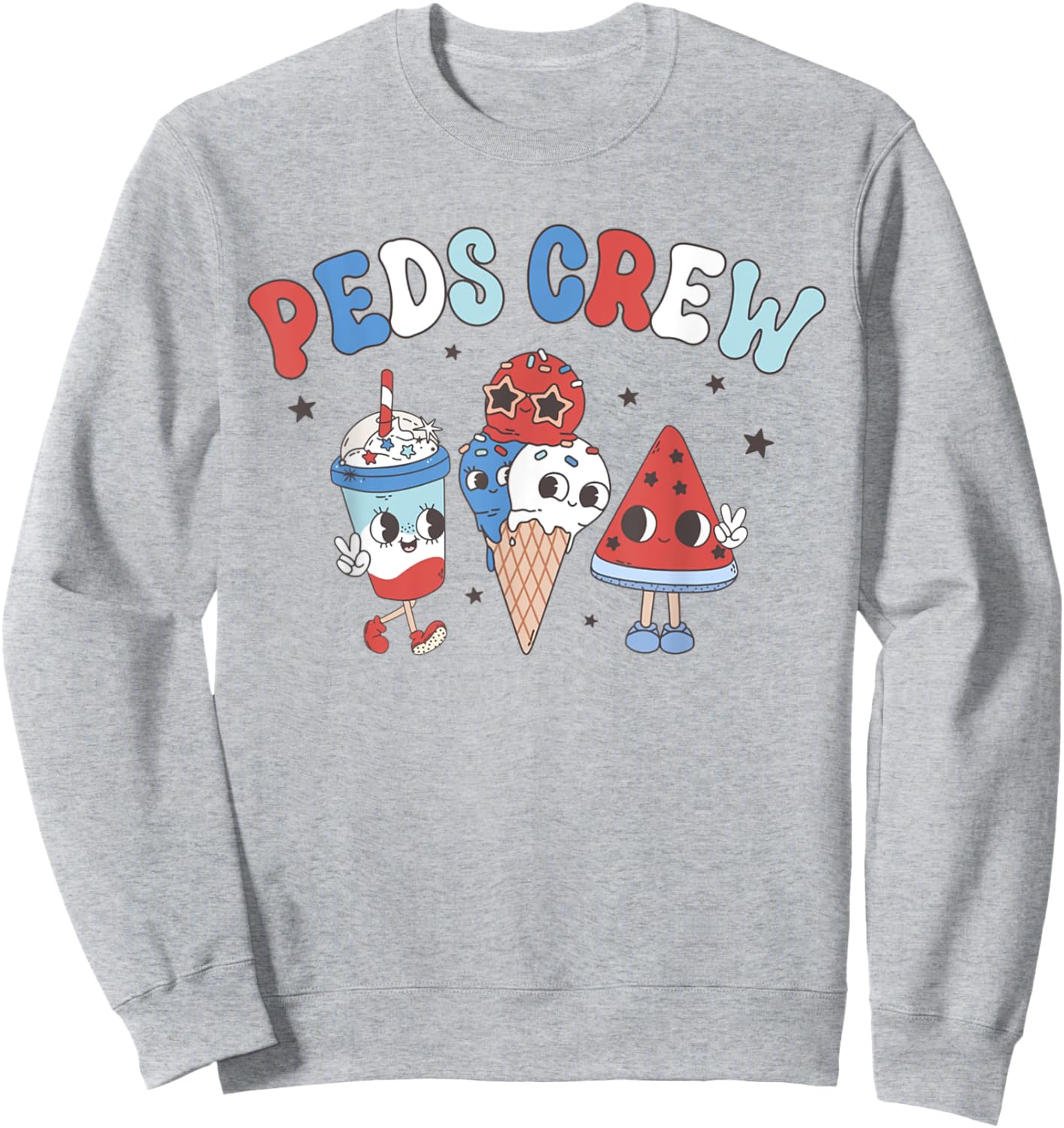 Retro PEDS Crew 4th Of July Popsicle Pediatric Nurse Women Sweatshirt - Sweatshirt | Ash