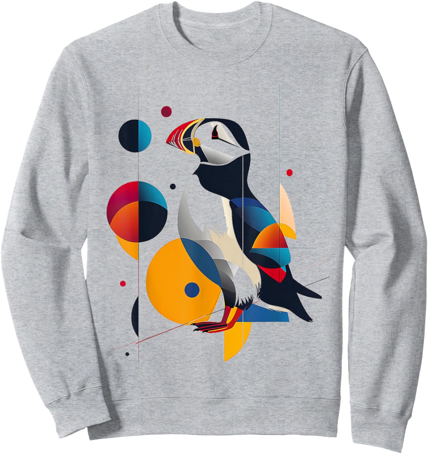 Puffin Animal Colorful Motif Drawing Abstract Puffin Sweatshirt - Sweatshirt | Ash