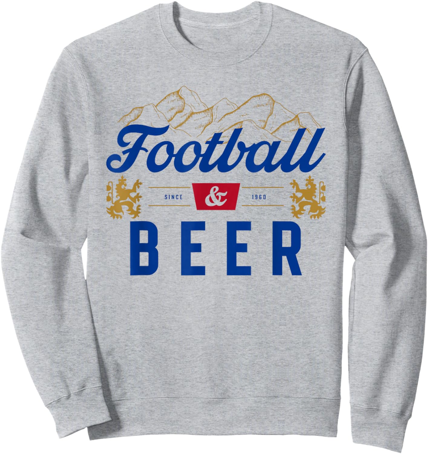Vintage Football And Beer Drinking Game Day Football Season Sweatshirt - Sweatshirt | Ash
