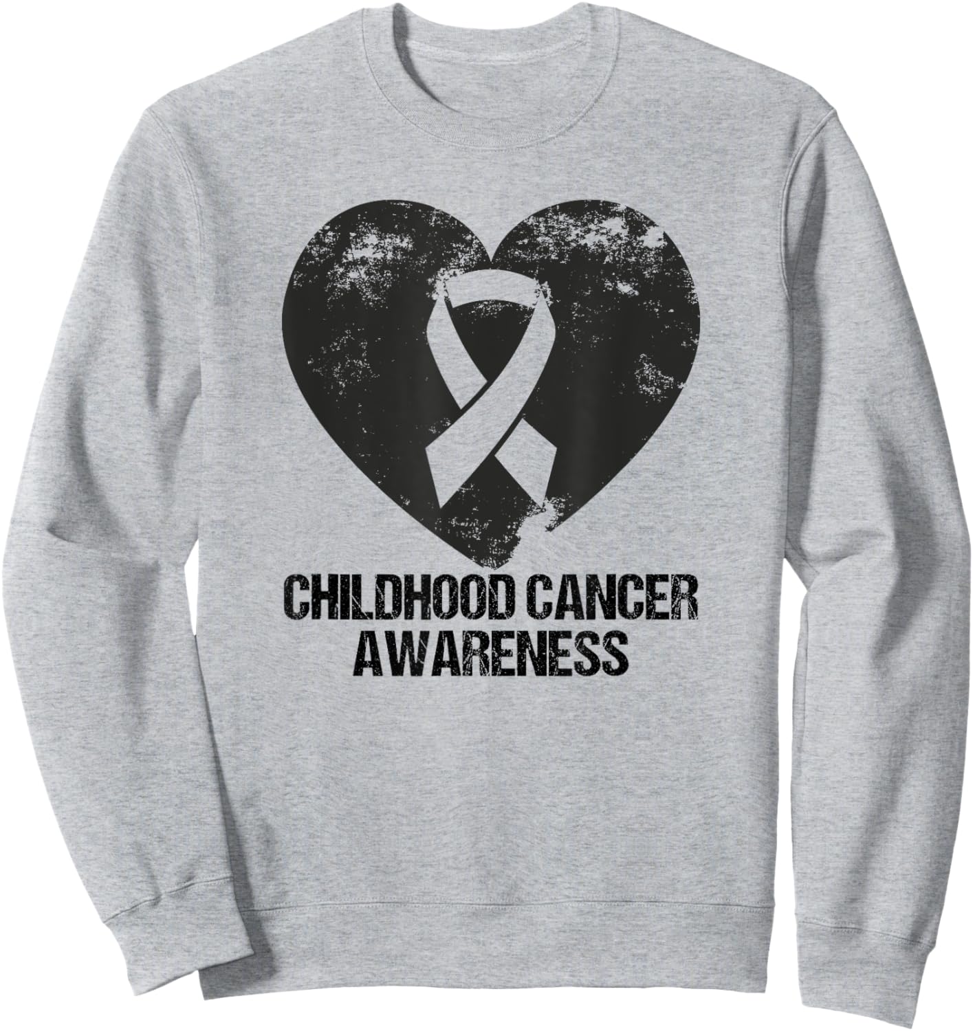 Vintage Childhood Cancer Awareness, cute Yellow heart Ribbon Sweatshirt - Sweatshirt | Ash