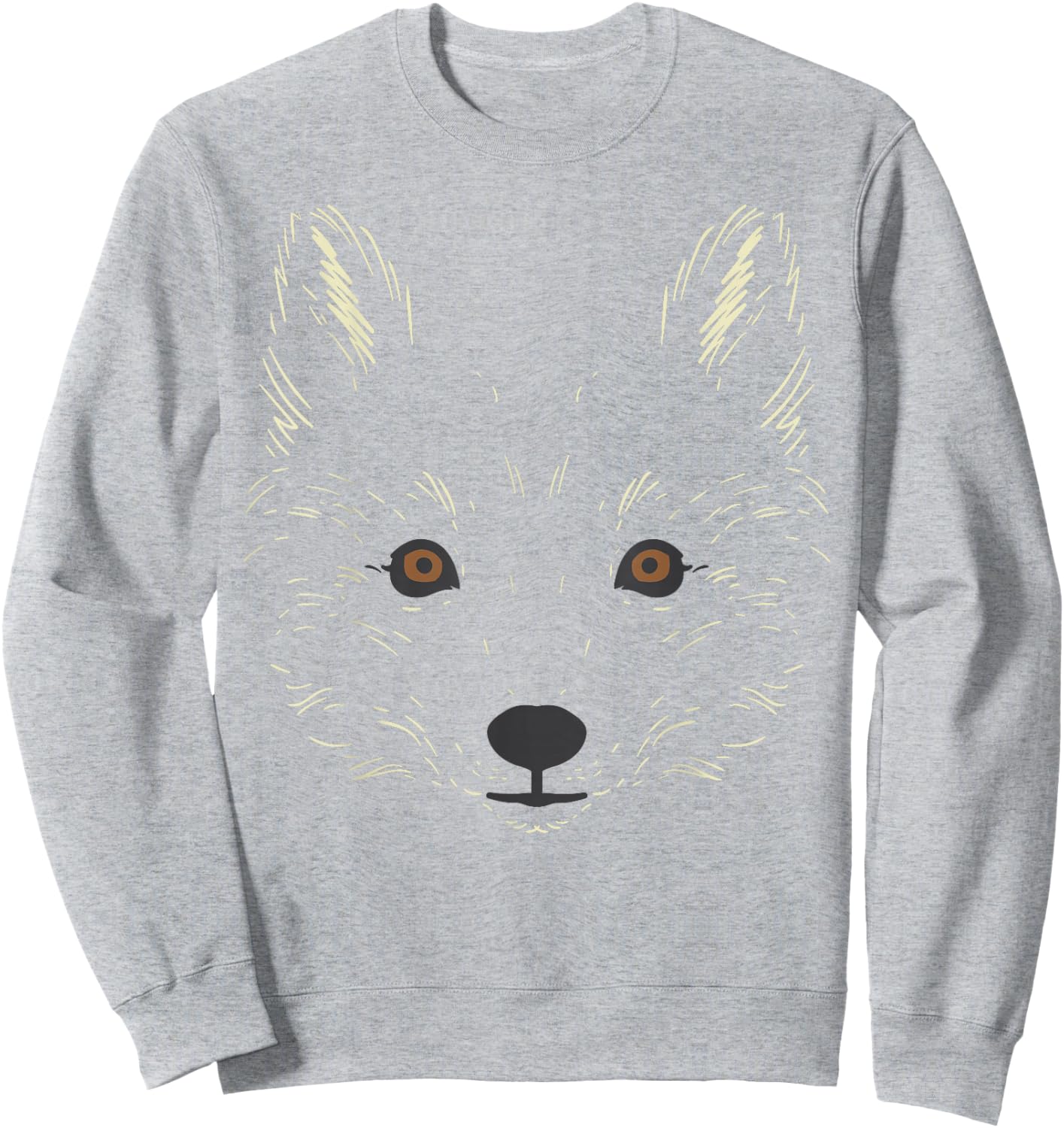 Arctic Snow Fox Face Cool Animal Costume Easy Halloween Sweatshirt - Sweatshirt | Ash