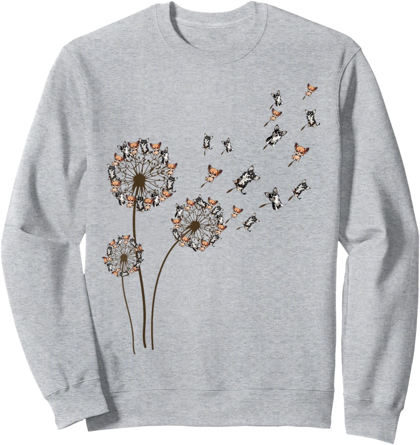 Chihuahua Dandelion Flower Dog Mom Mama Sweatshirt - Sweatshirt | Ash
